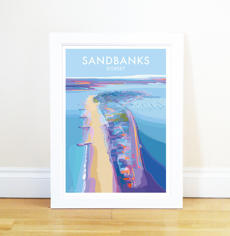 Sandbanks Vintage Seaside Travel Poster Print