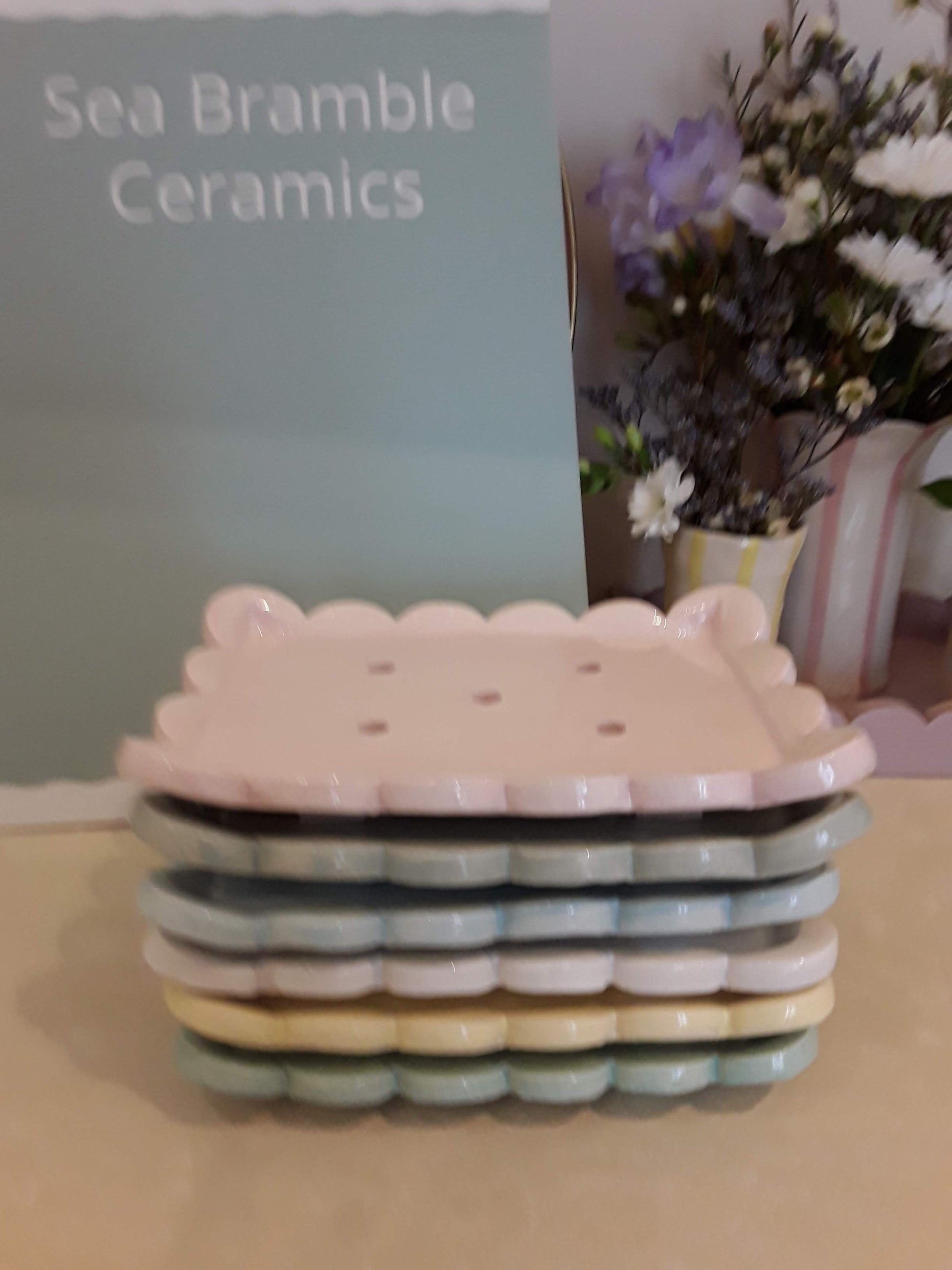 Large Scalloped Ceramic Soap Dish