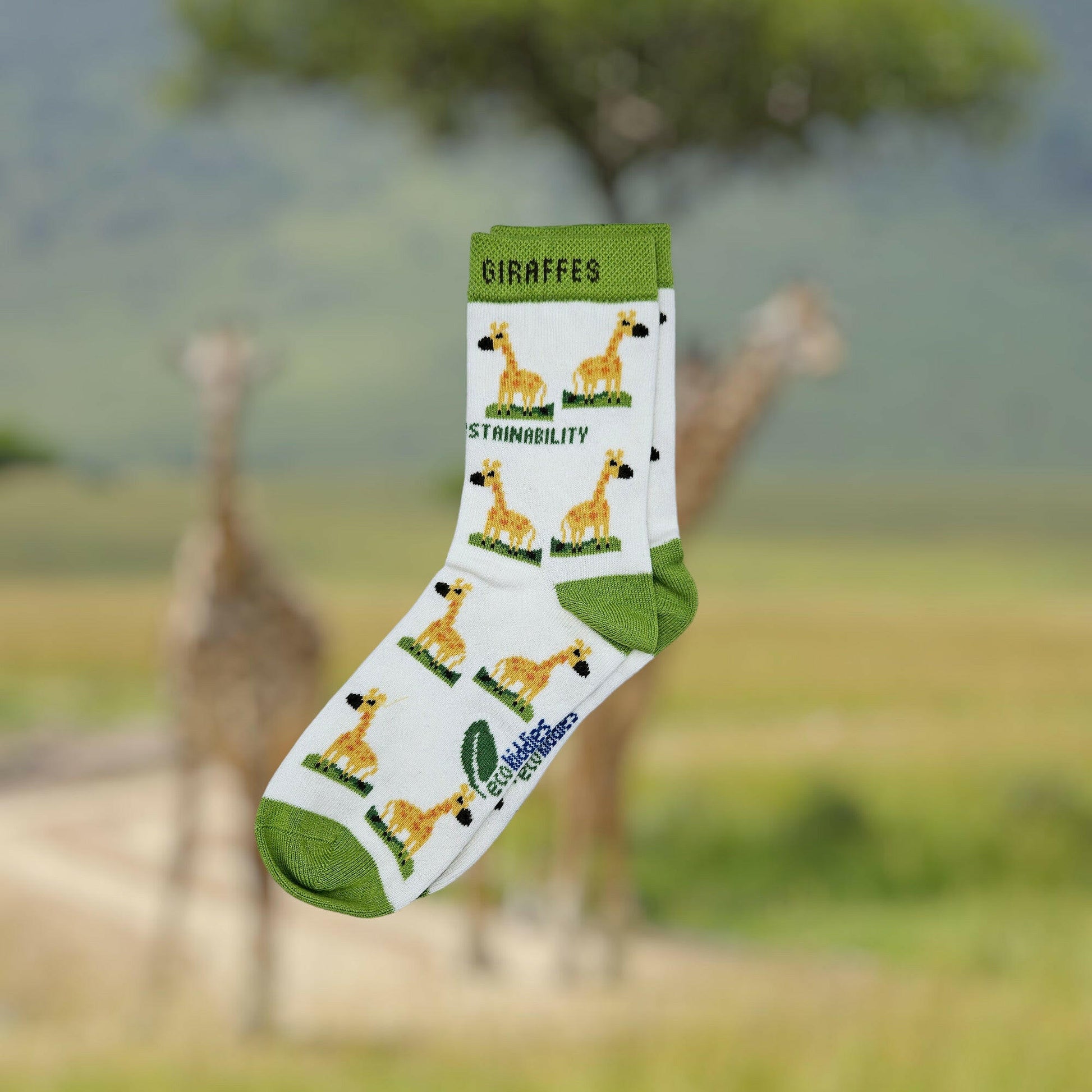 Organic Cotton Kids Socks in Green and Yellow