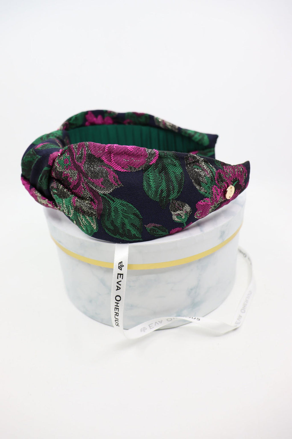 Vibrant Flora Headband – Luxurious Mulberry Silk & Gold Accents by Eva Oherjus at www.brixbailey.com
