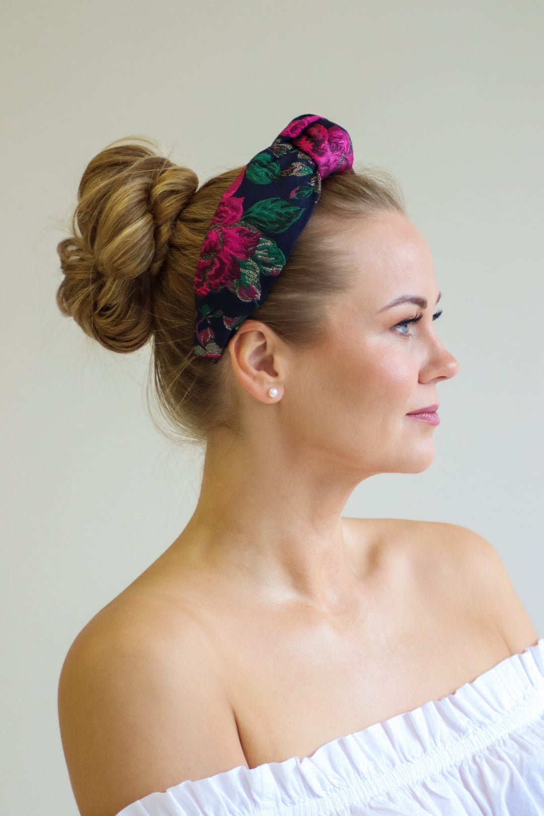 Luxurious Flora Headband – Vibrant Silk & Floral Motif by Eva Oherjus at www.brixbailey.com