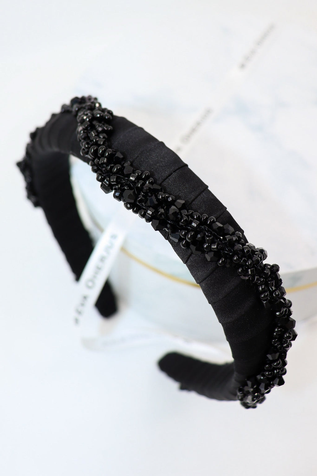 Luxurious Hestia Mulberry Silk Headband - Hand-Beaded Elegance by Eva Oherjus at www.brixbailey.com