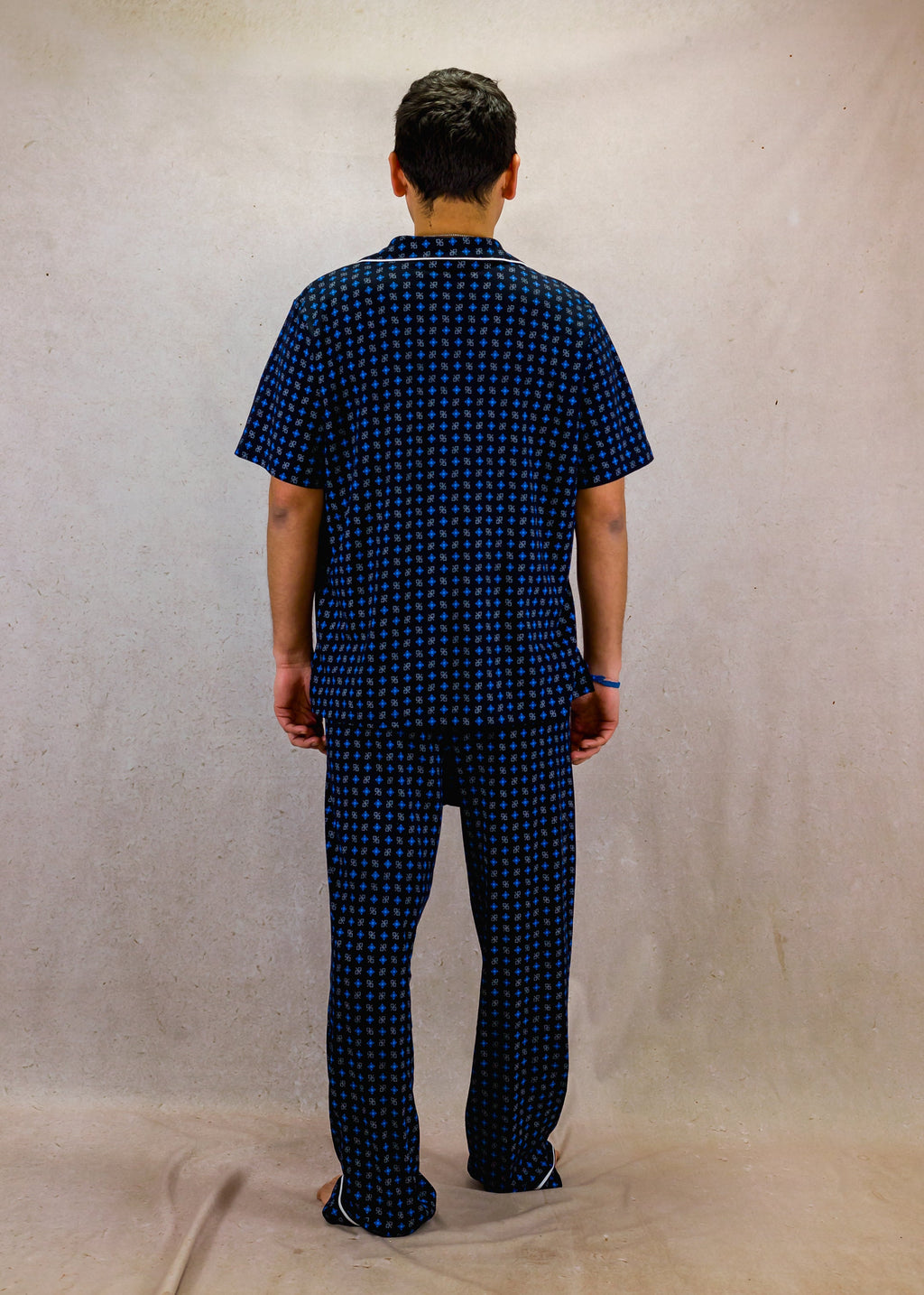 Blue Squares Short Sleeve Pyjama Set