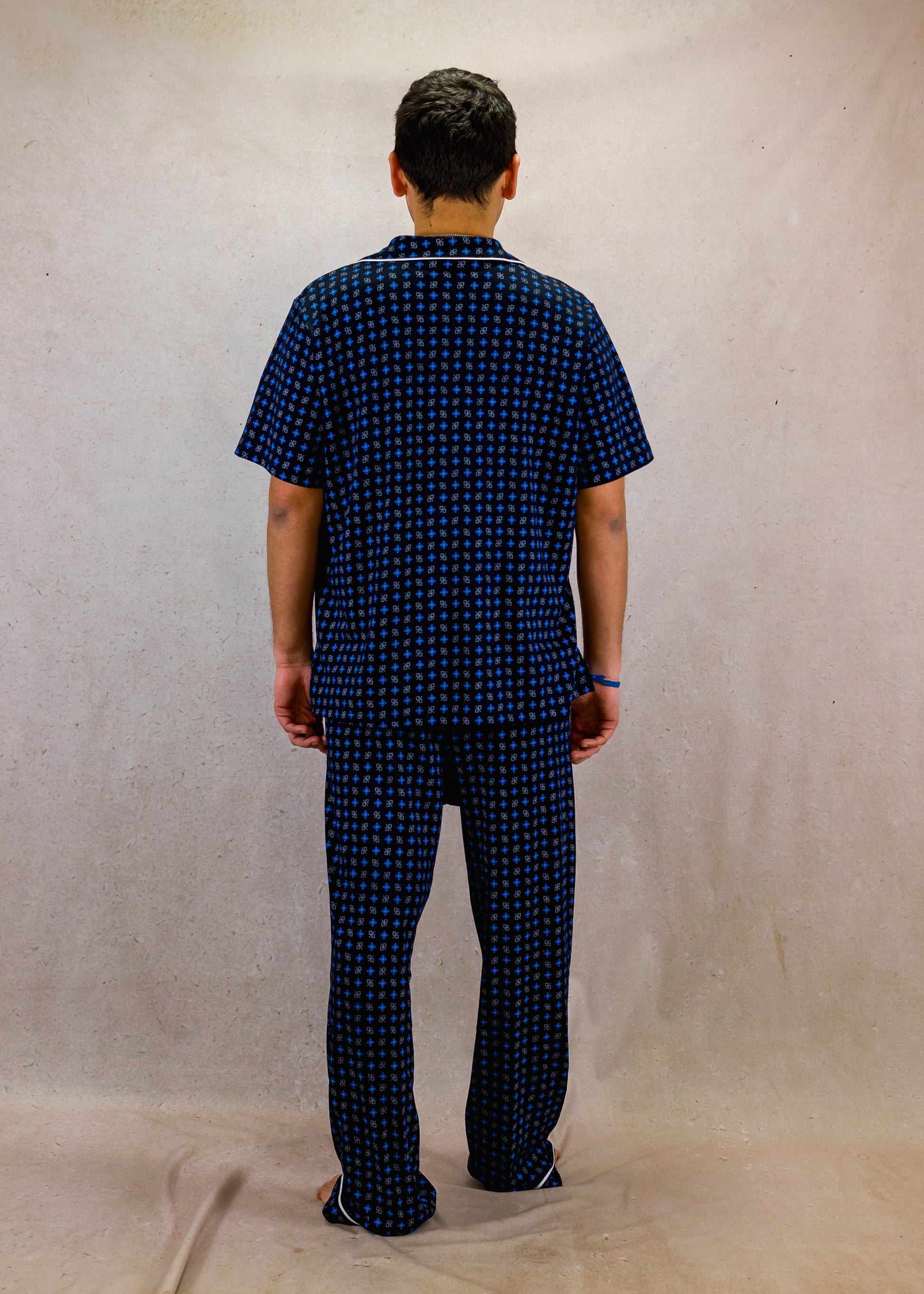 Blue Squares Short Sleeve Pyjama Set