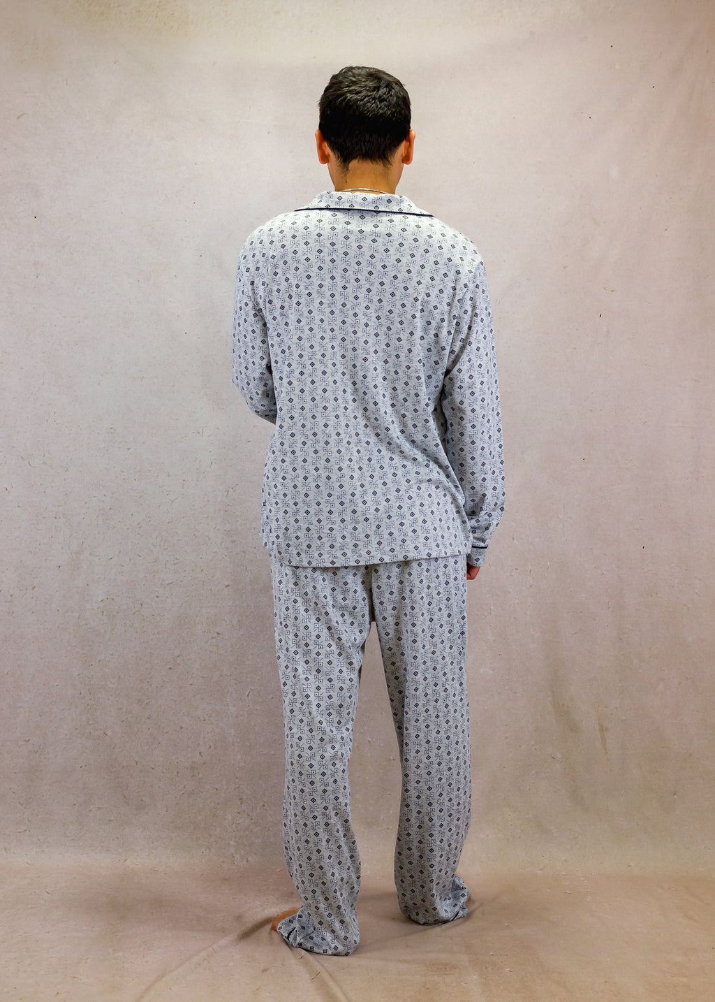 Grey Squares Long Sleeve Pyjama Set
