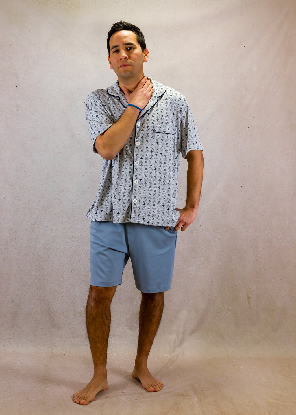 Grey Squares Short Sleeve Pyjama Set
