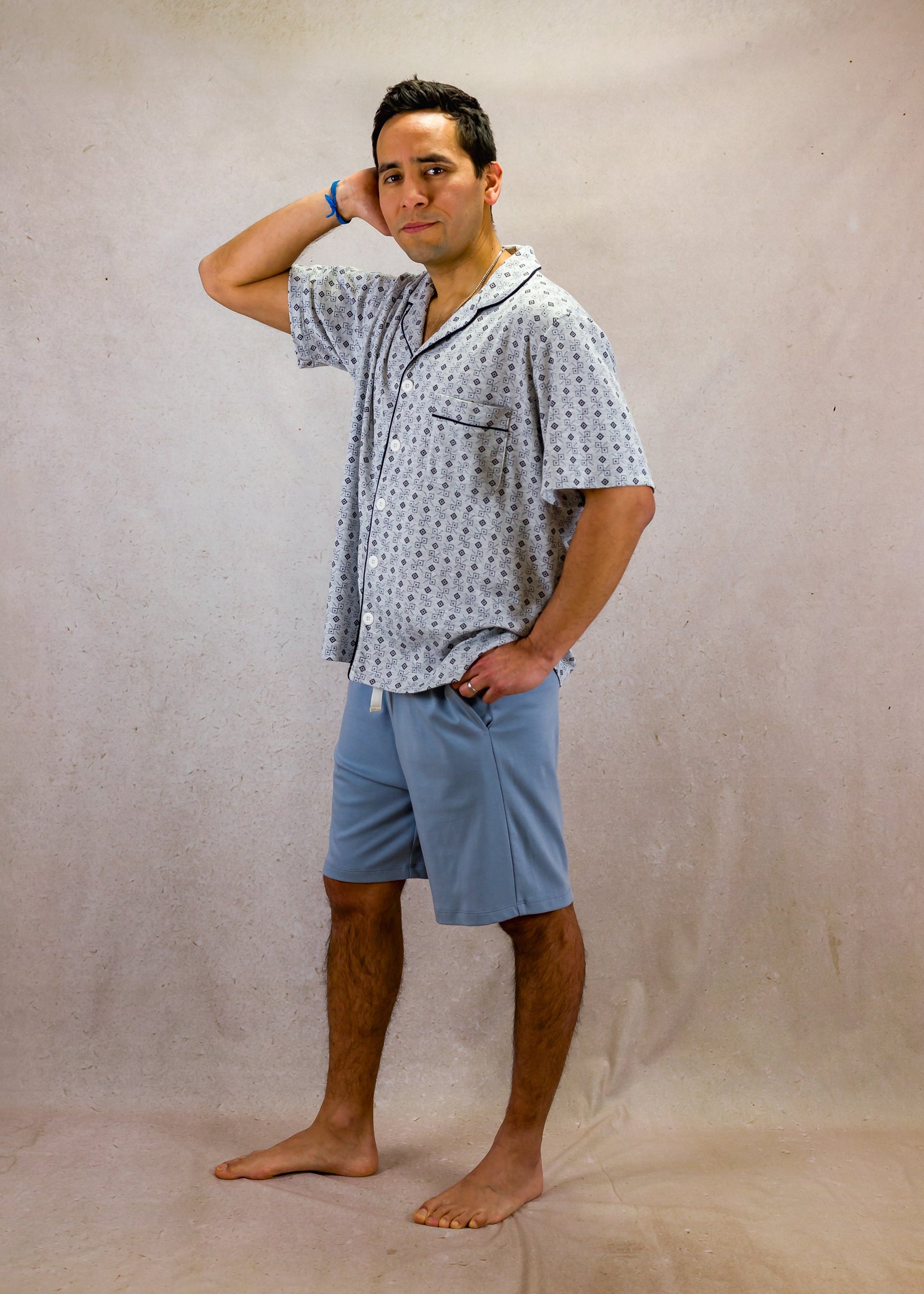 Grey Squares Short Sleeve Pyjama Set