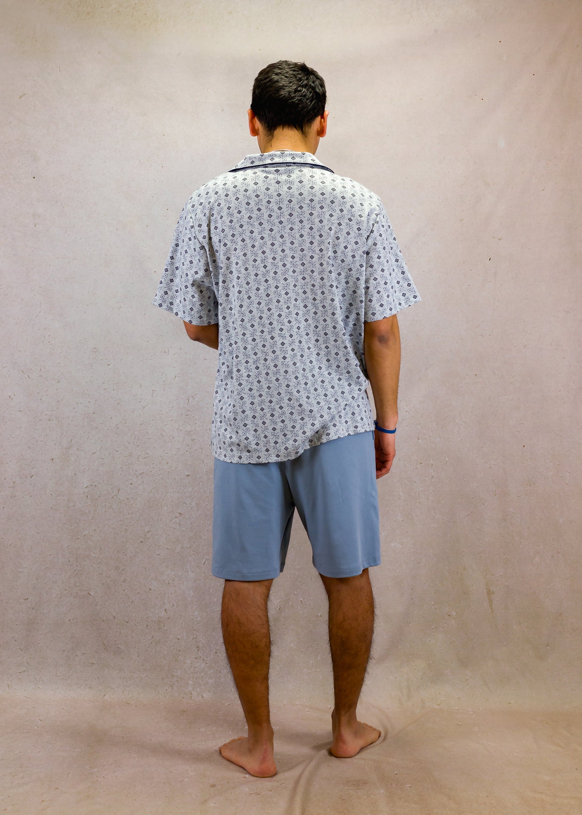 Grey Squares Short Sleeve Pyjama Set