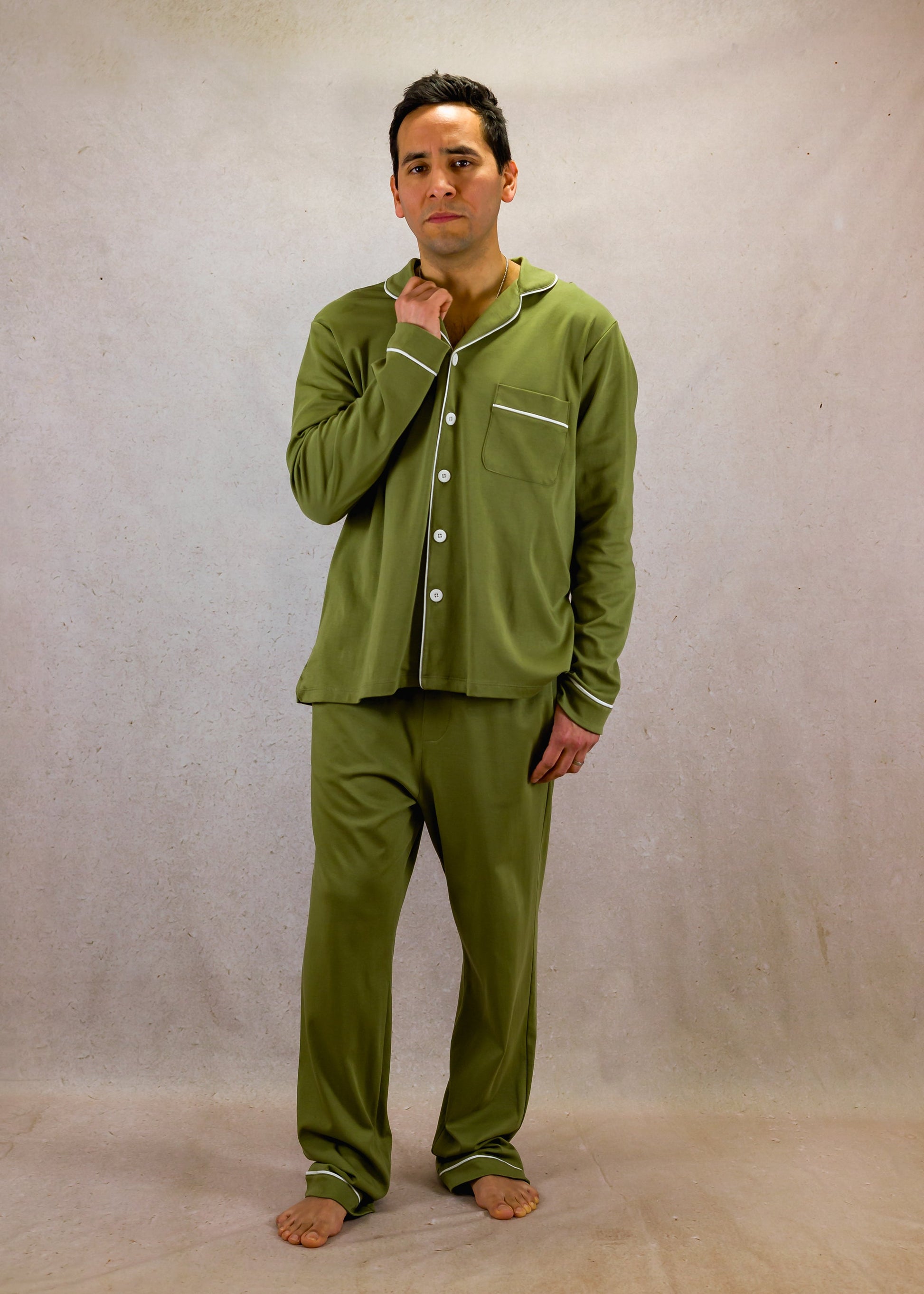 Olive Green Long Sleeve Pyjama Set
