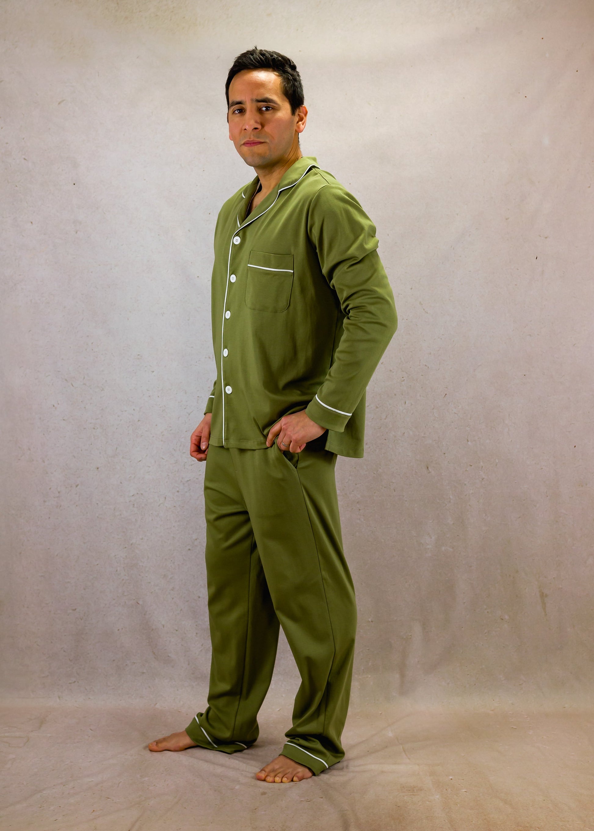 Olive Green Long Sleeve Pyjama Set