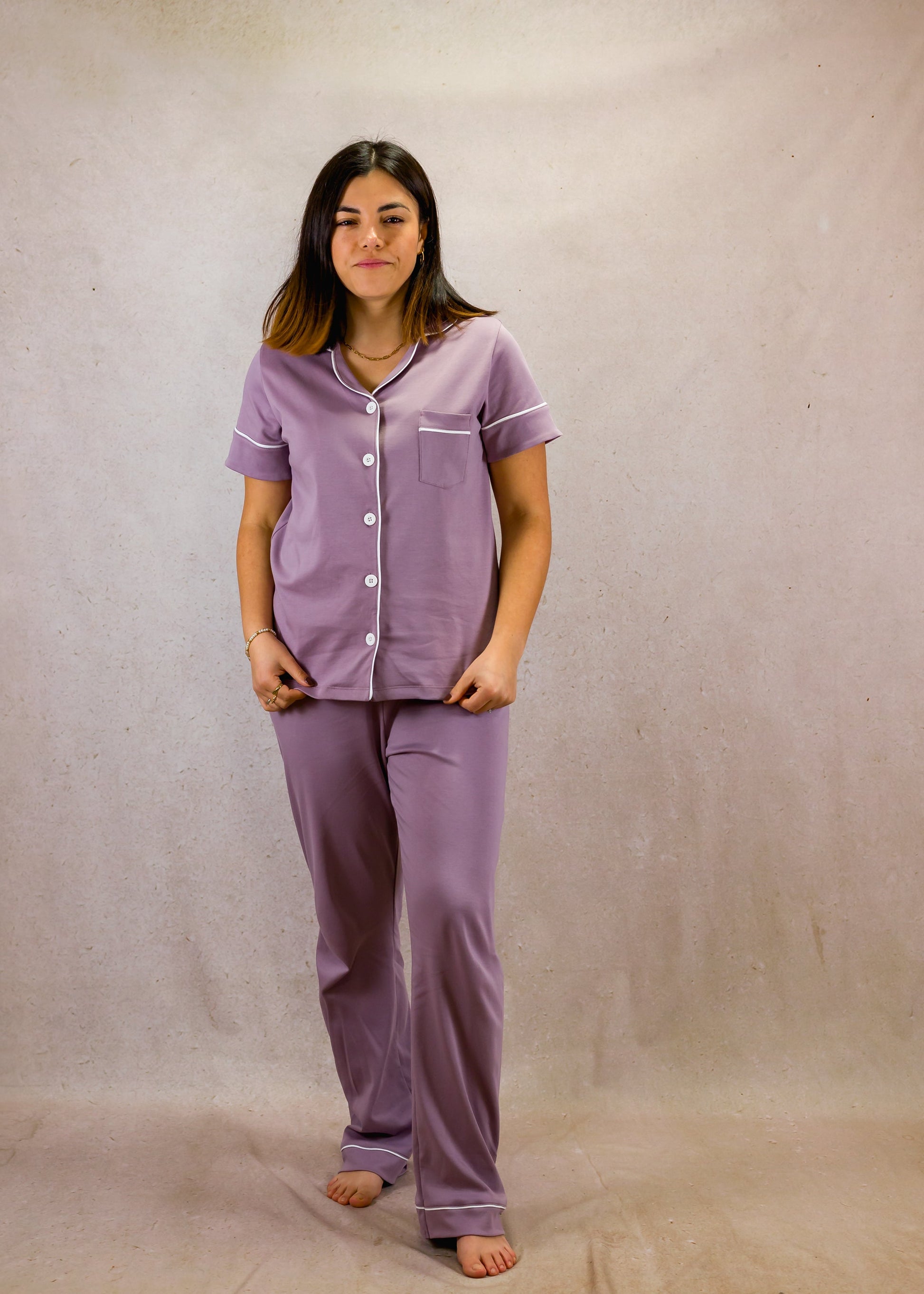 Pale Purple Short Sleeve Pajama Set