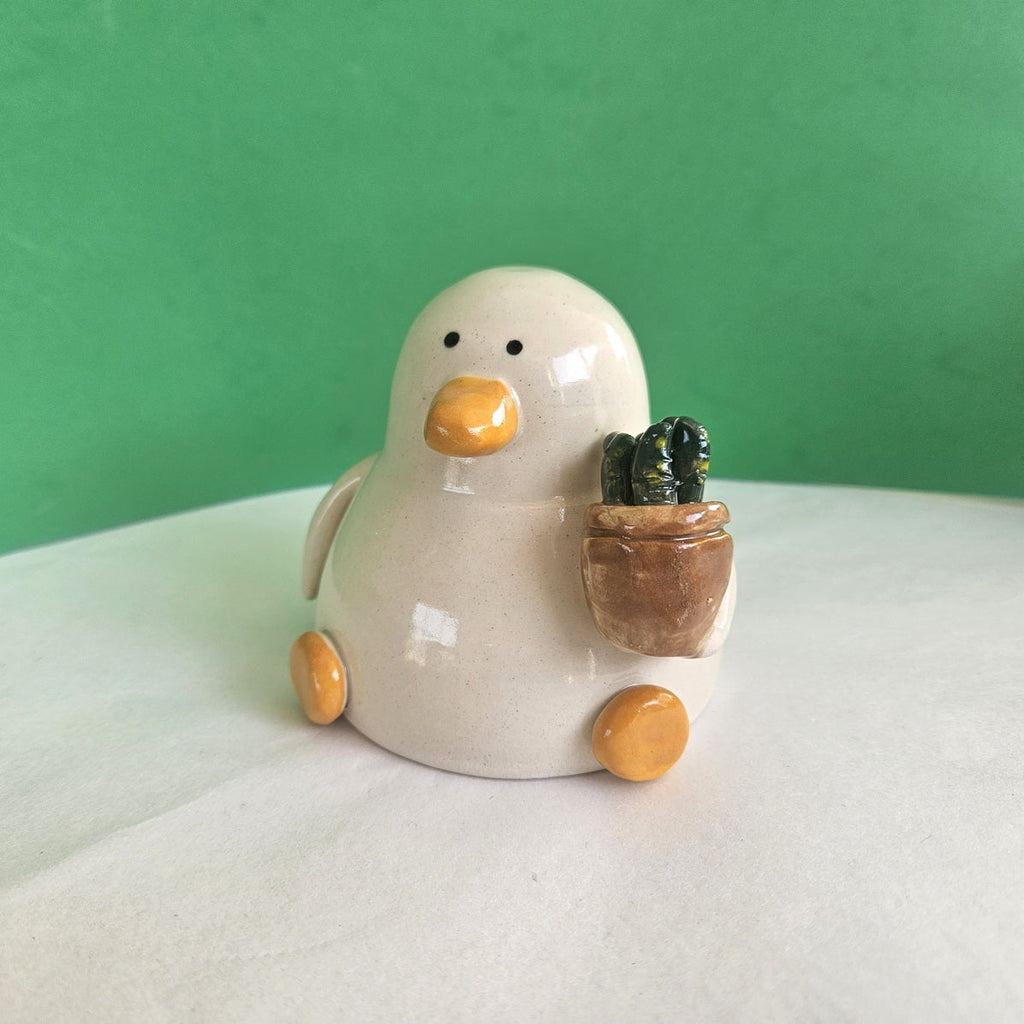 Duck with Succulent Ceramic Ornament