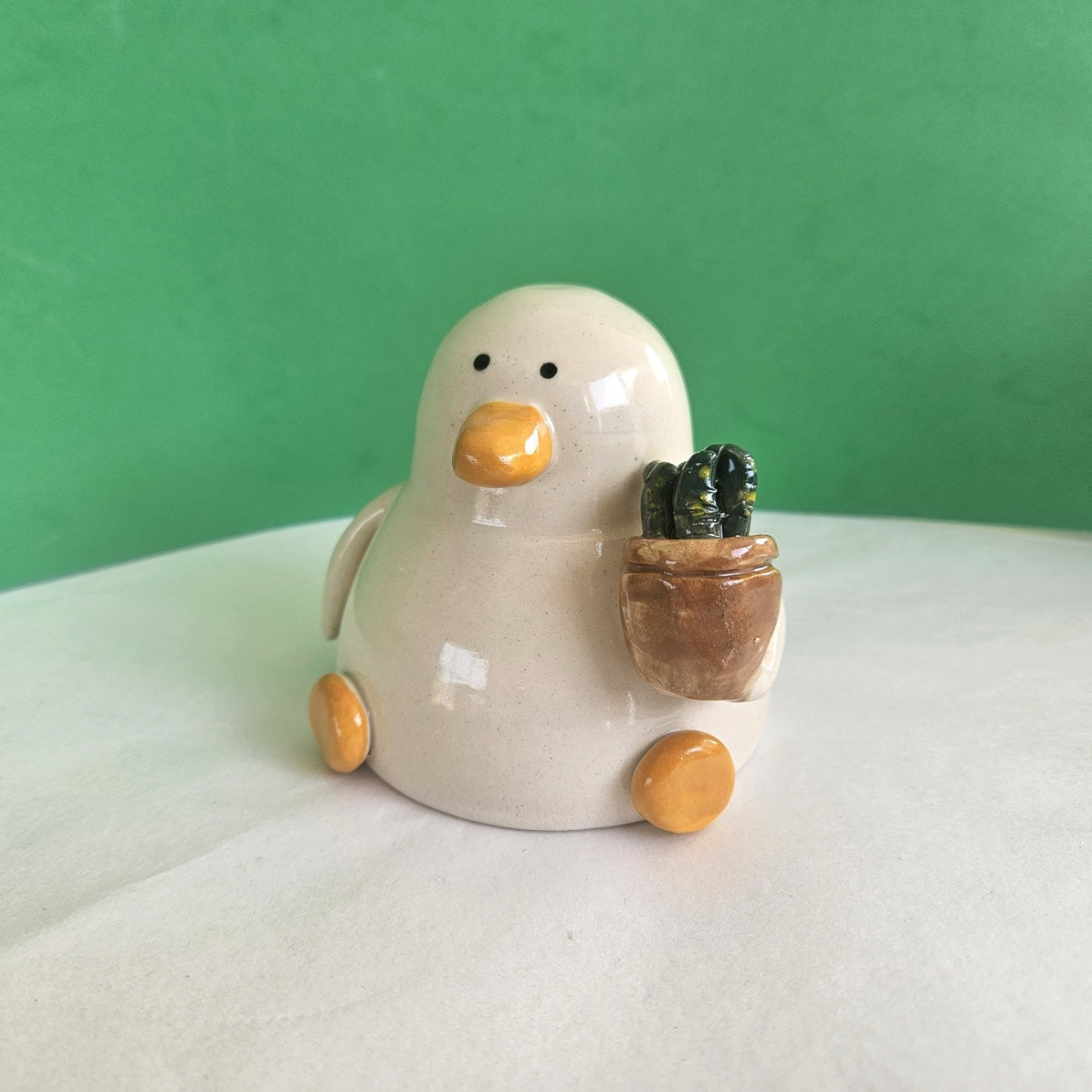 Duck with Succulent Ceramic Ornament