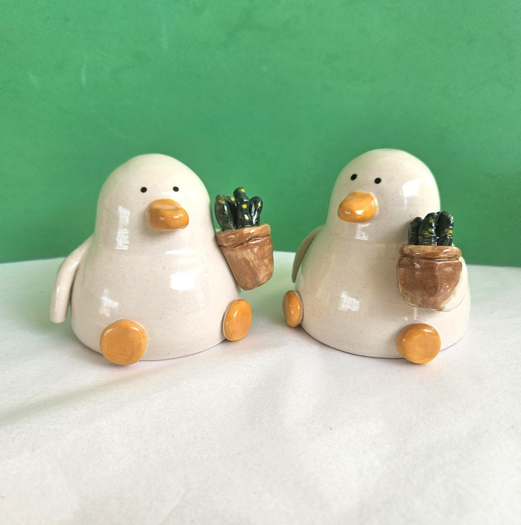 Duck with Succulent Ceramic Ornament