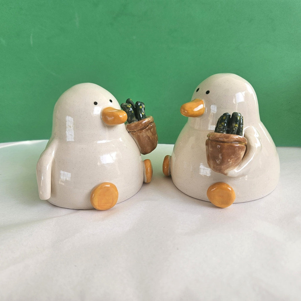 Duck with Succulent Ceramic Ornament