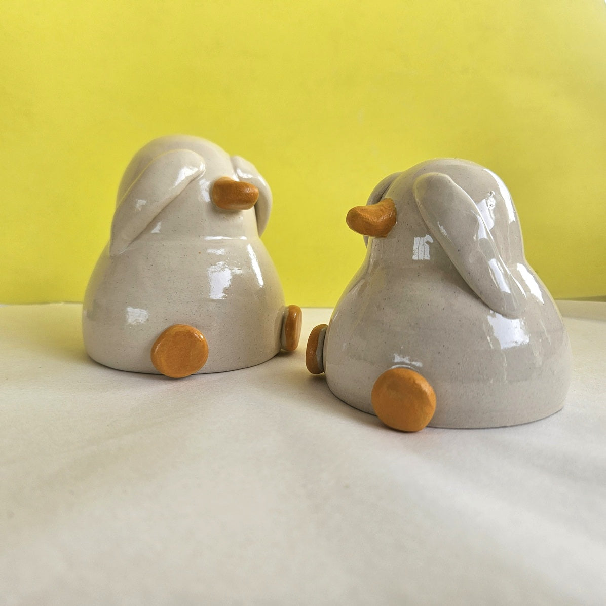 Shy Duck Hiding Ceramic Ornament