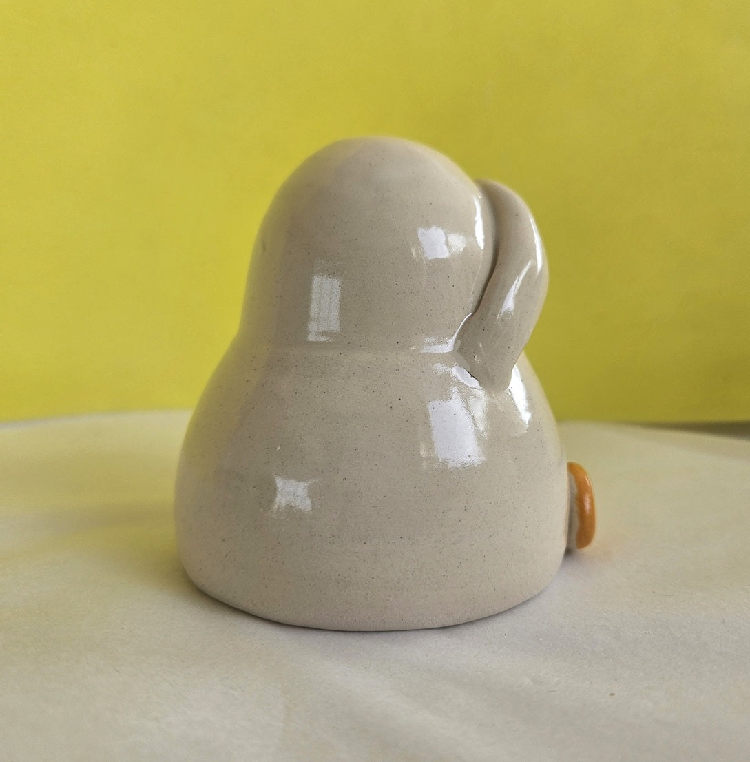 Shy Duck Hiding Ceramic Ornament