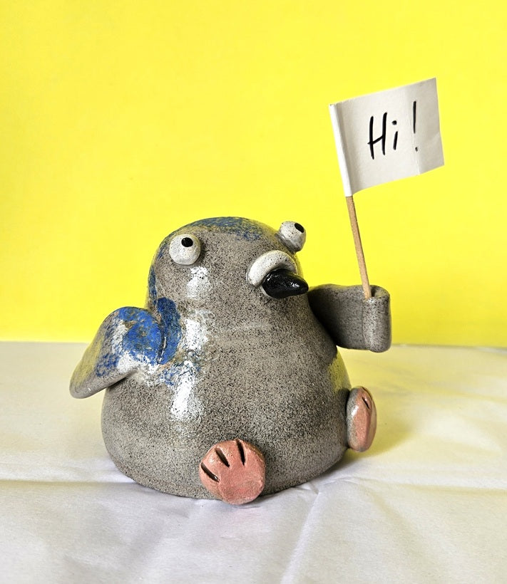 Handmade Ceramic Pigeon with Sign