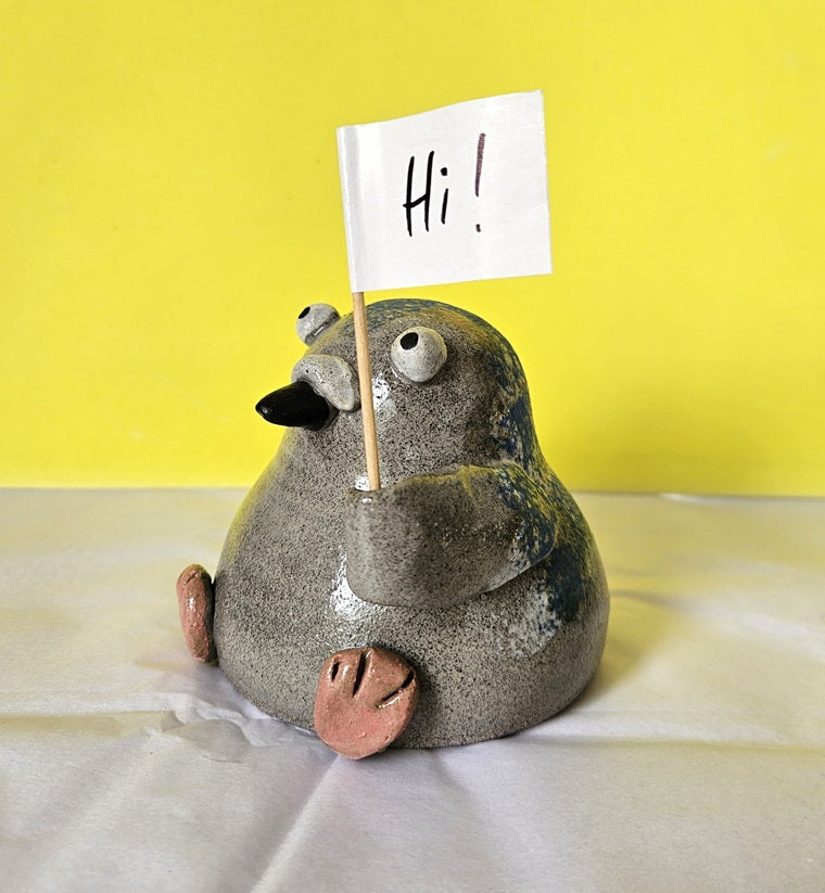 Handmade Ceramic Pigeon with Sign