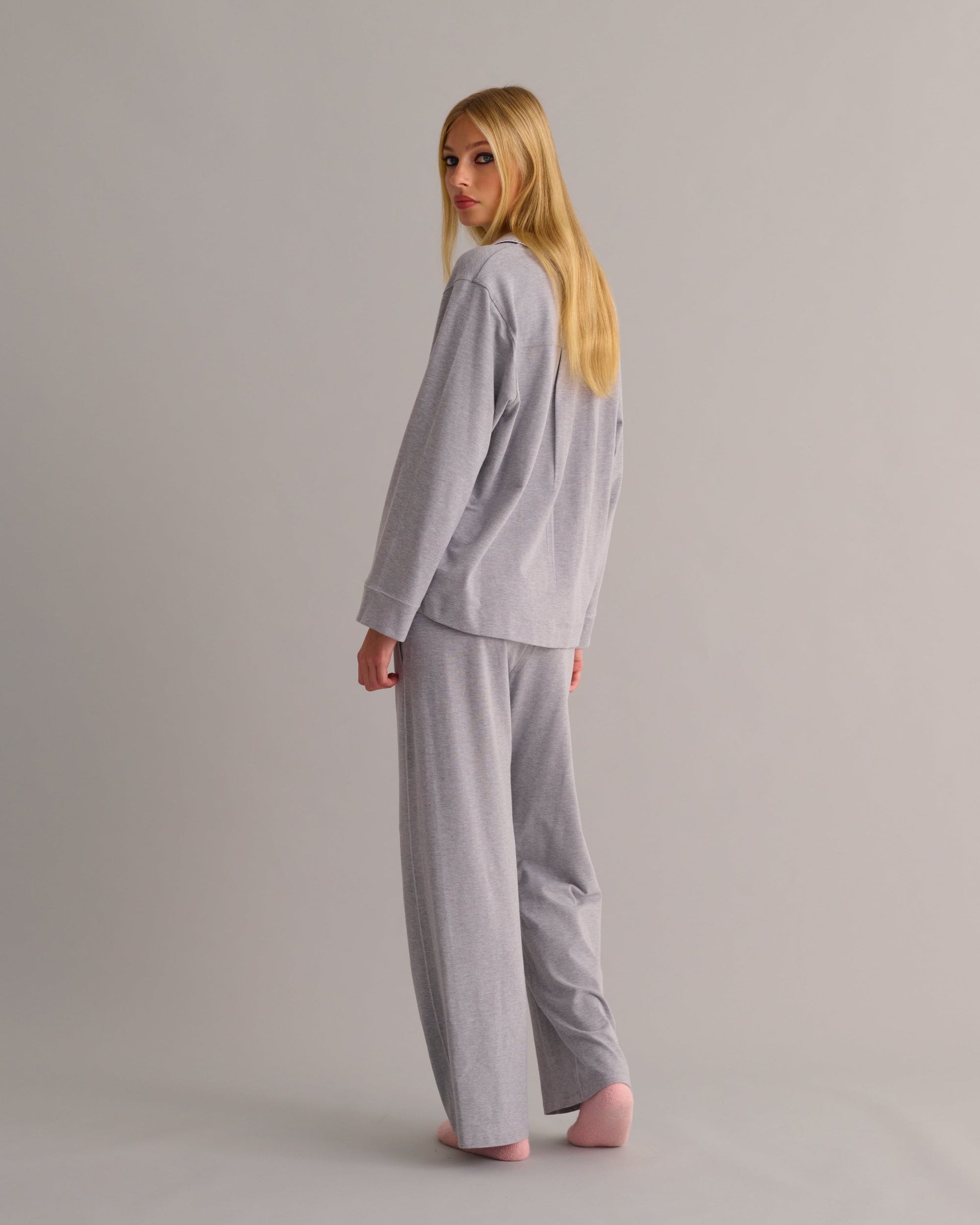 Soft Grey Marl Modal Cotton Pyjama Set