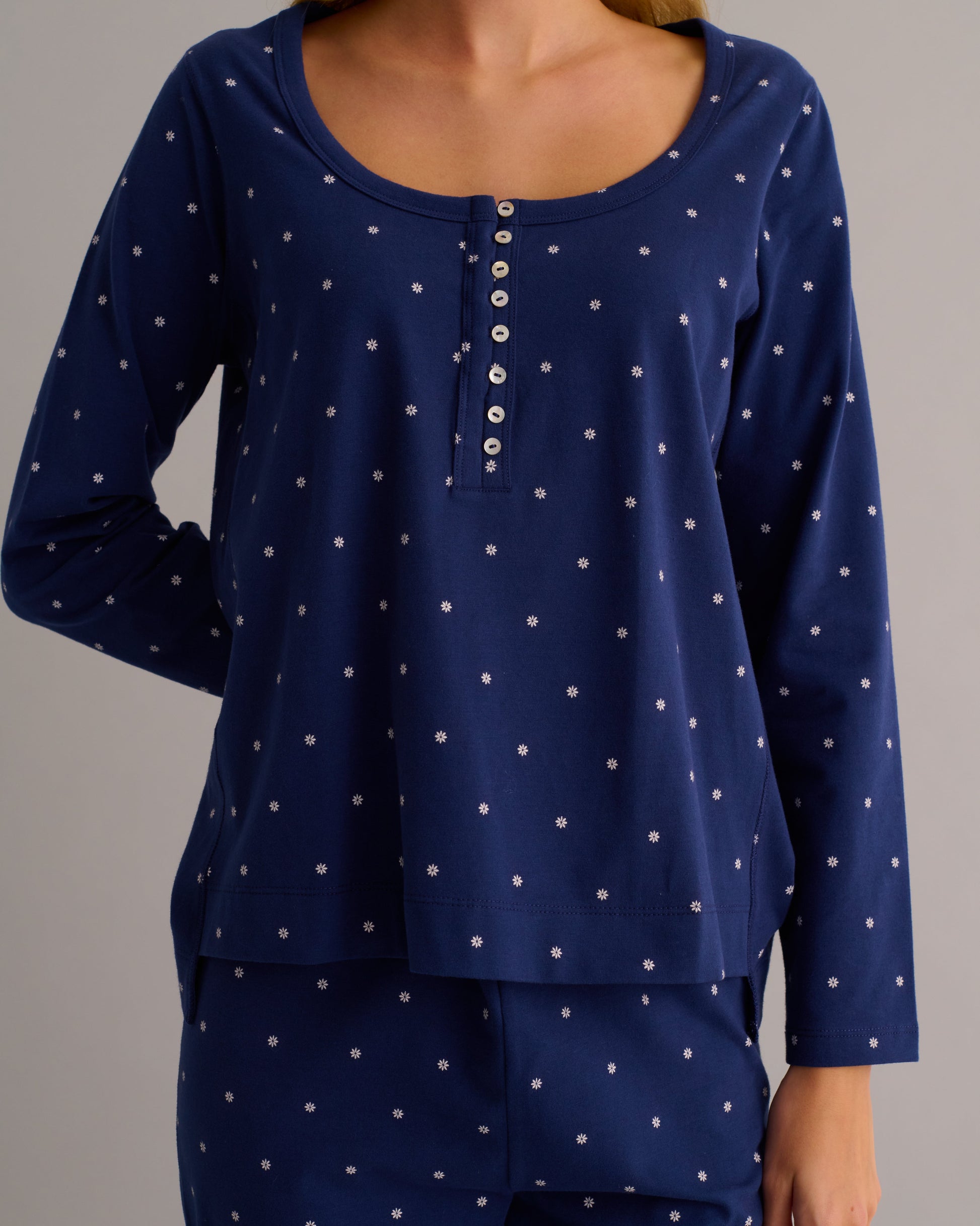 Navy Organic Cotton Printed Pyjama Set