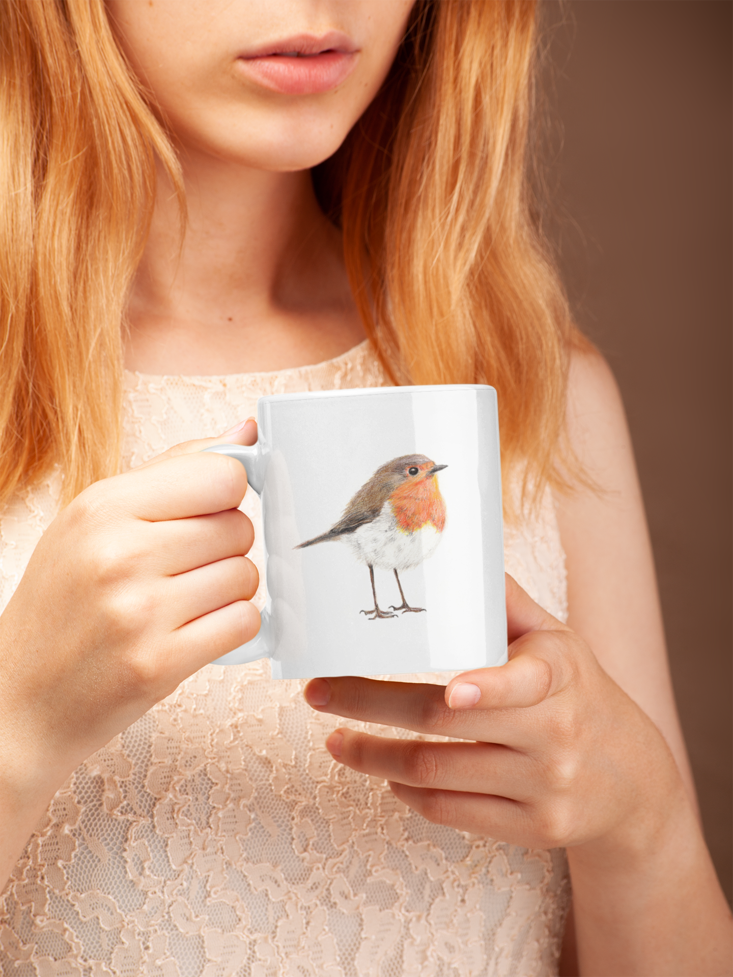 Robin Bird Ceramic Coffee Mug 15oz