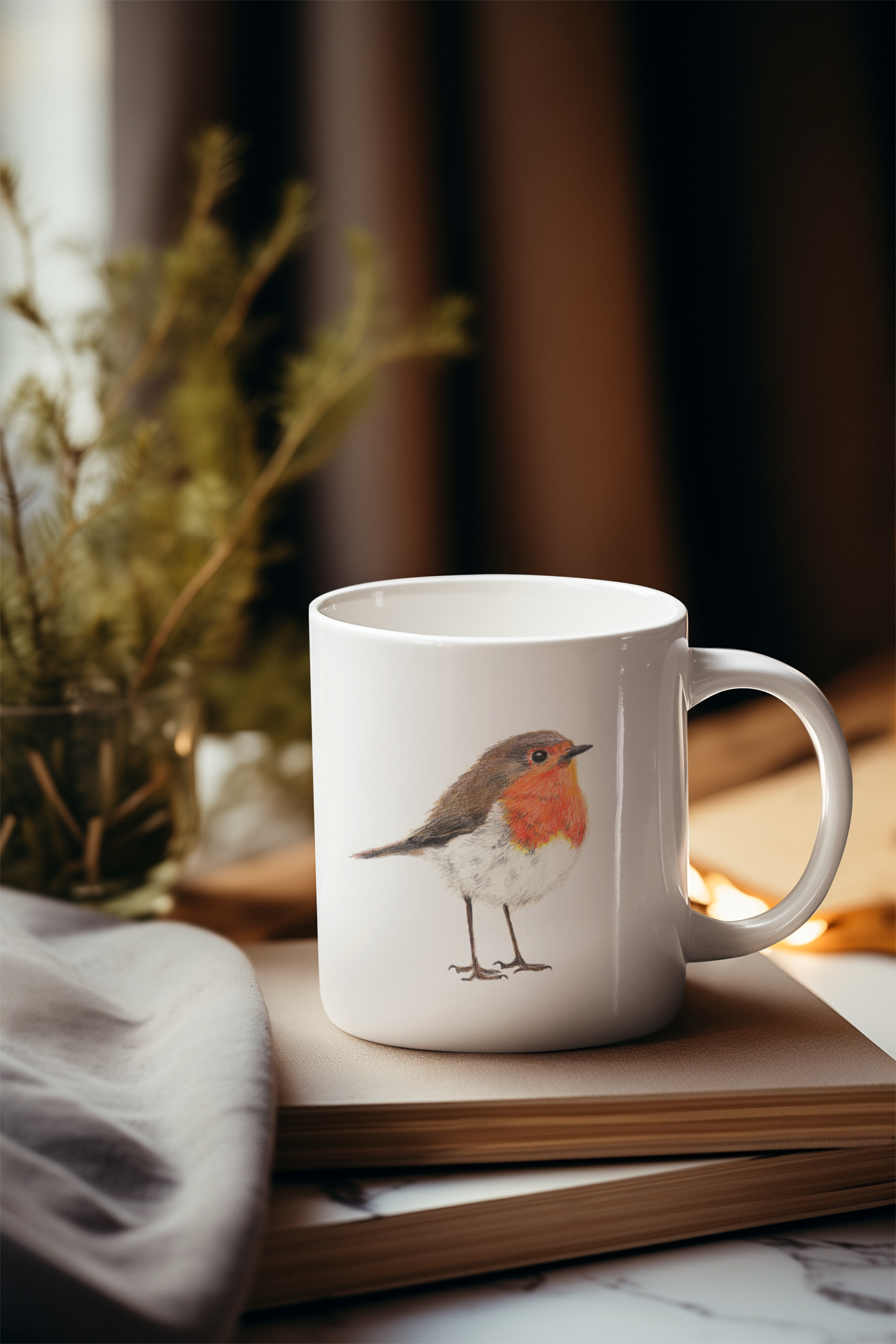 Robin Bird Ceramic Coffee Mug 15oz