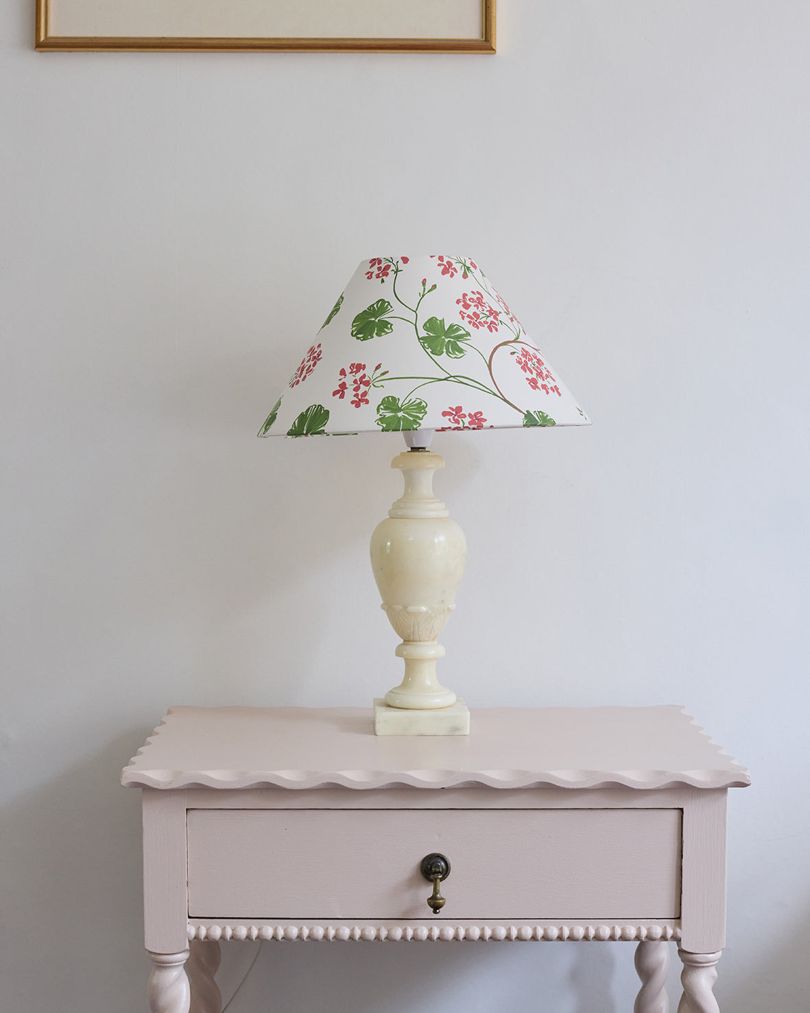 Geraniums paper lampshade - conical 12"