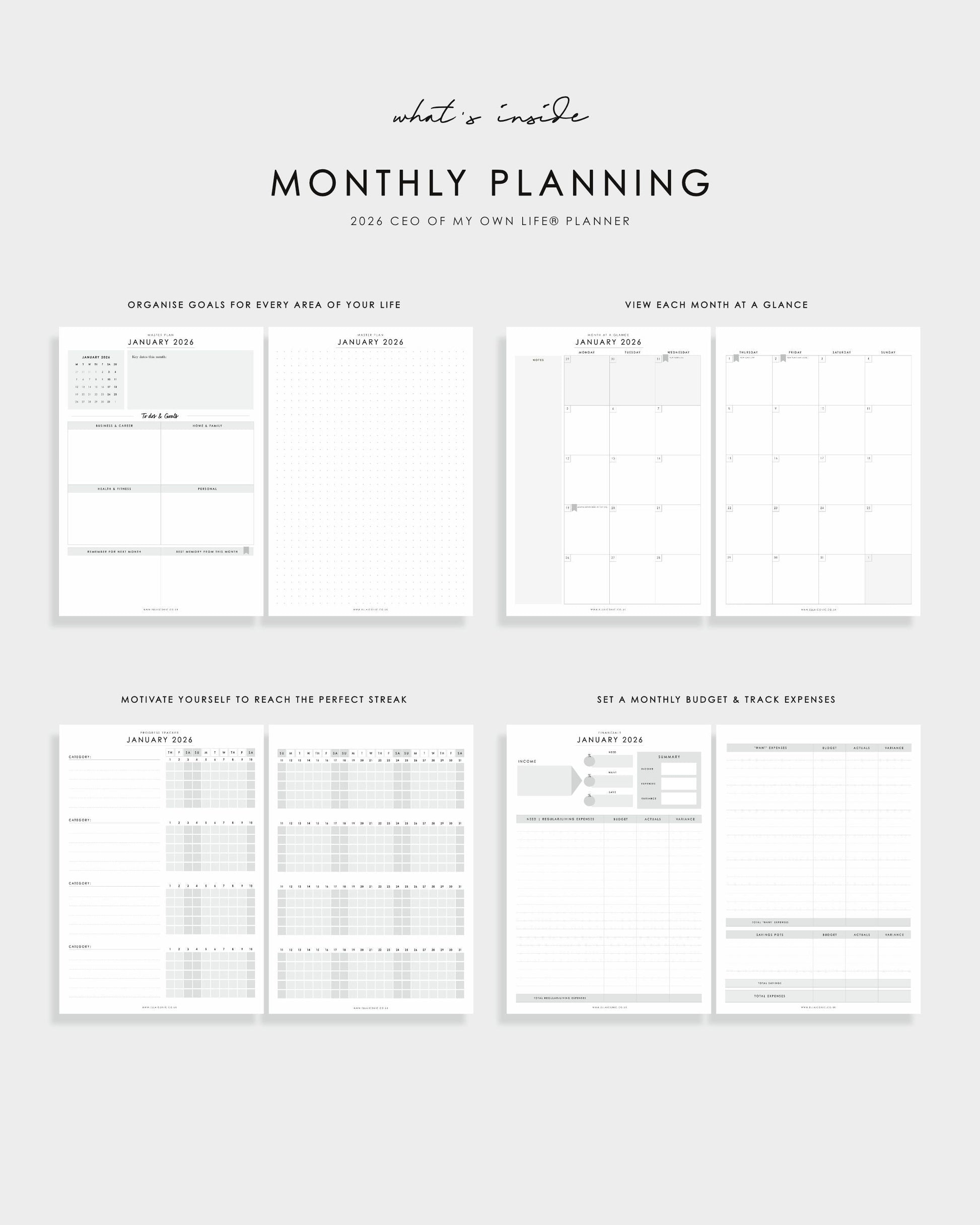 2026 Daily Life Planner Rouge
