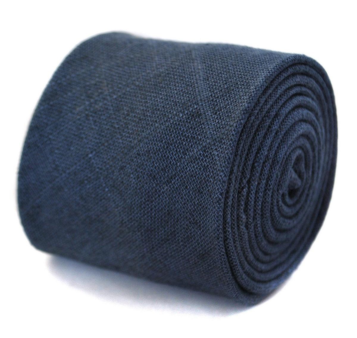 Navy Blue Linen Tie Handmade