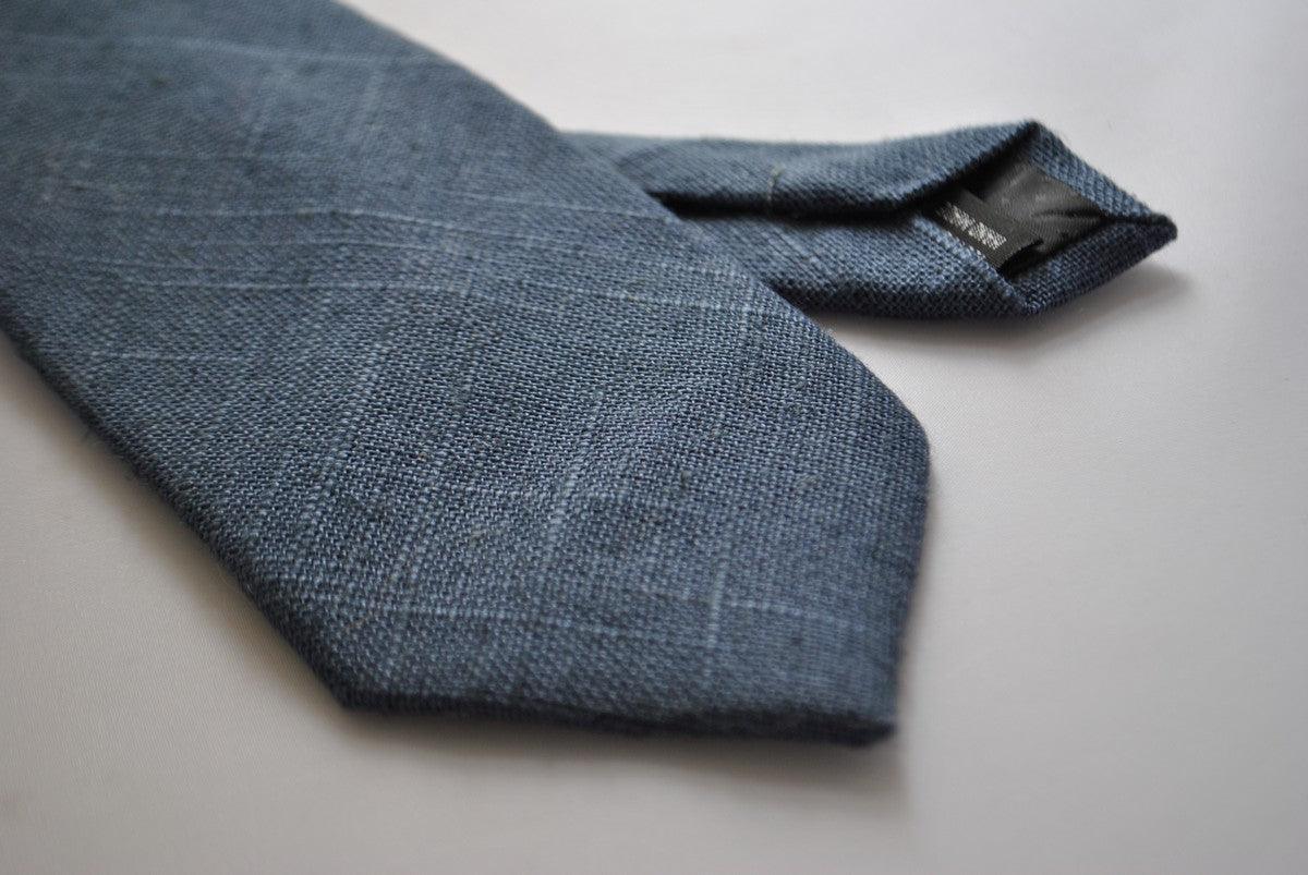 Navy Blue Linen Tie Handmade