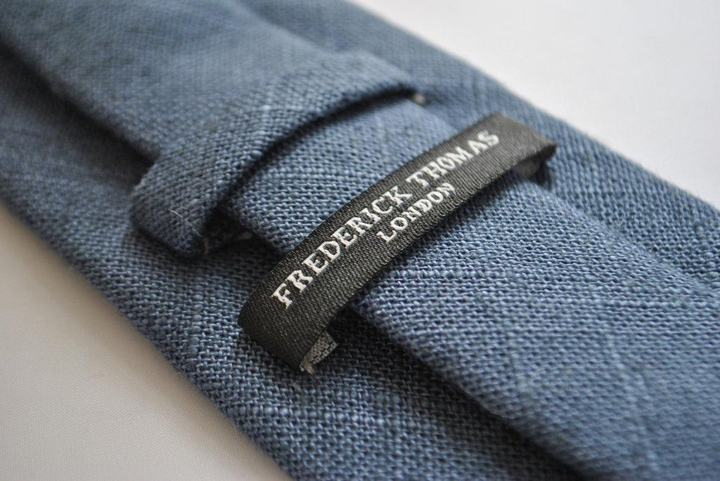 Navy Blue Linen Tie Handmade