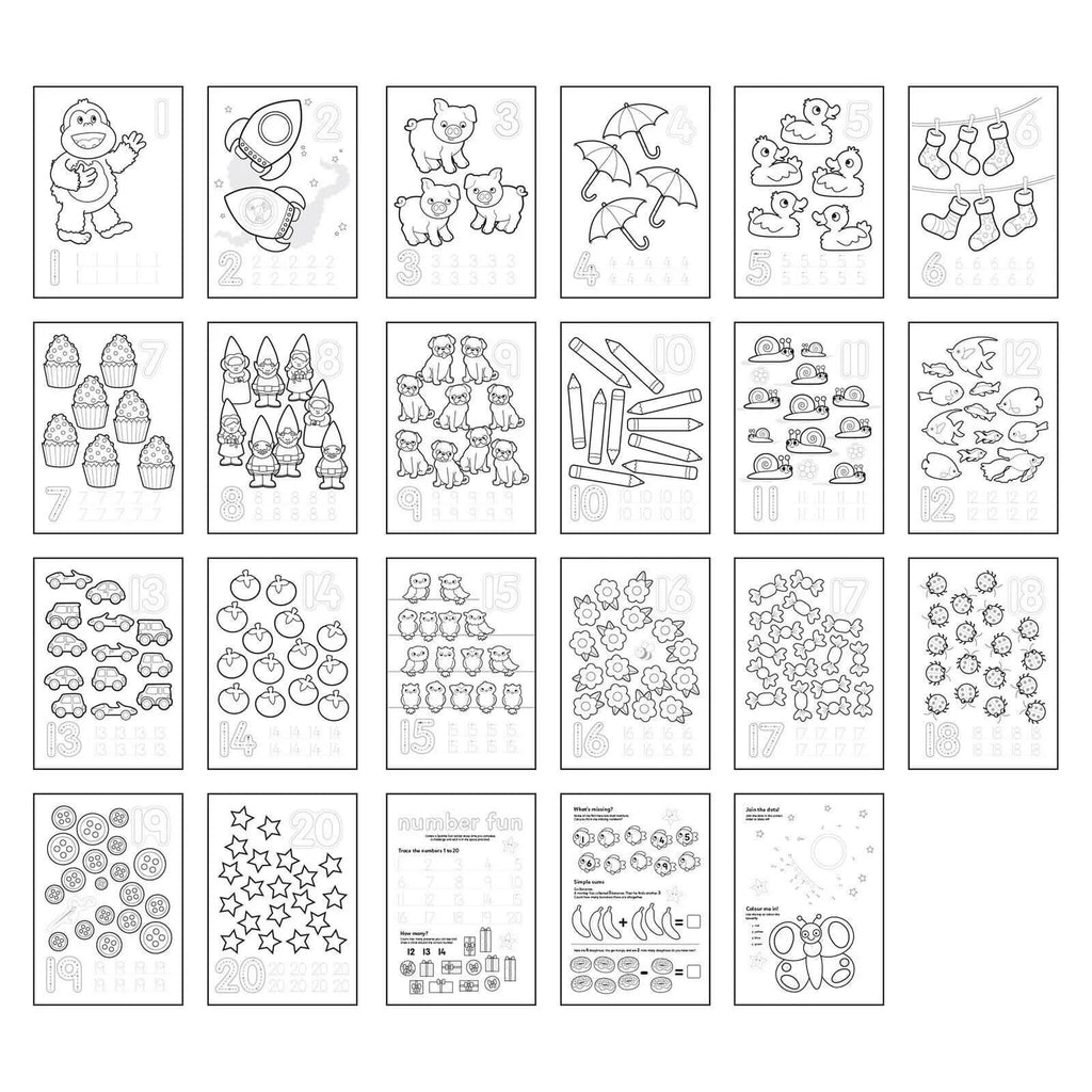 Numbers 1 to 20 Colouring and Sticker Activity Book
