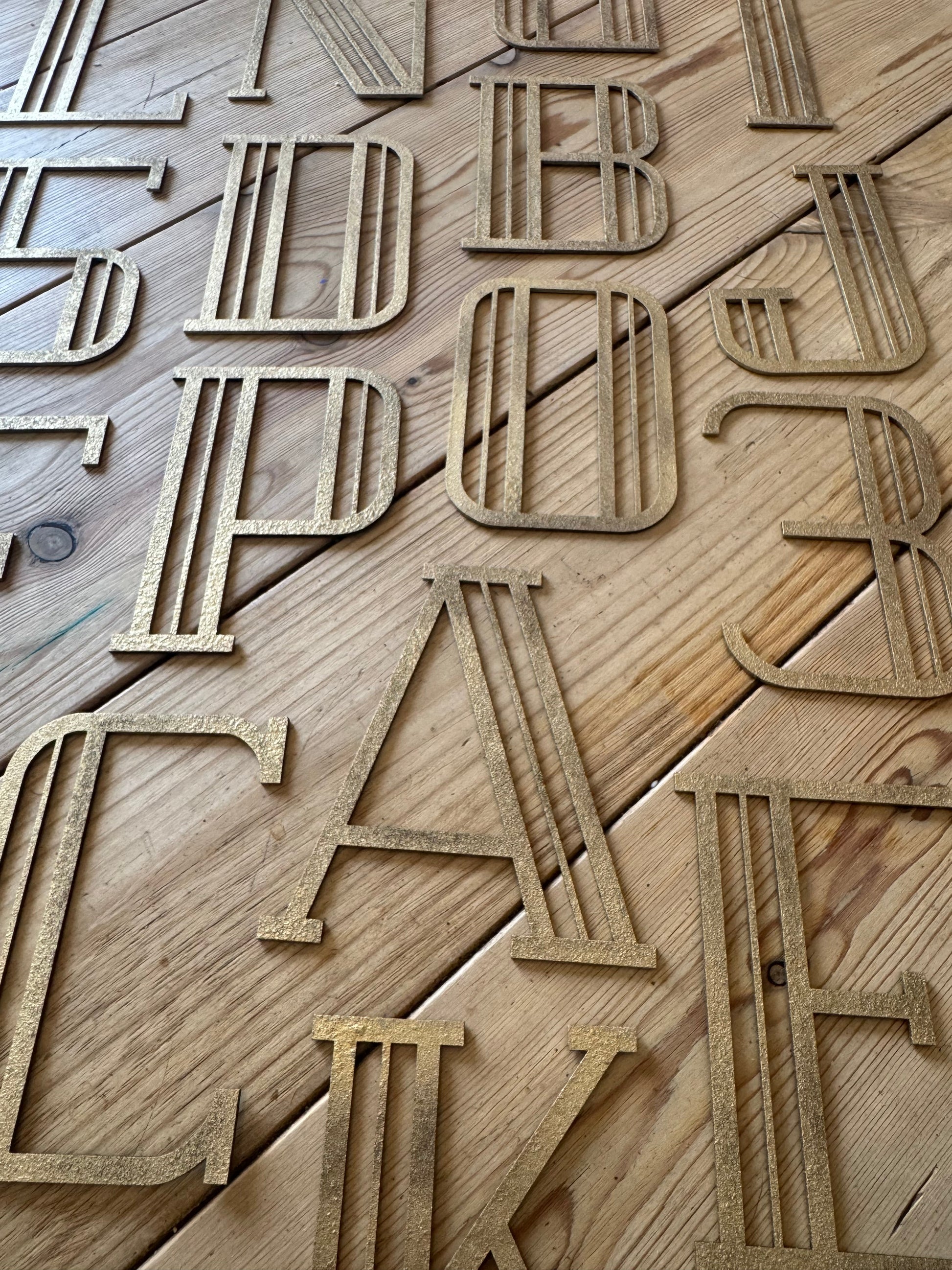 Gold Distressed Art Deco Metal Letters and Numbers 5 inch or 12 inch