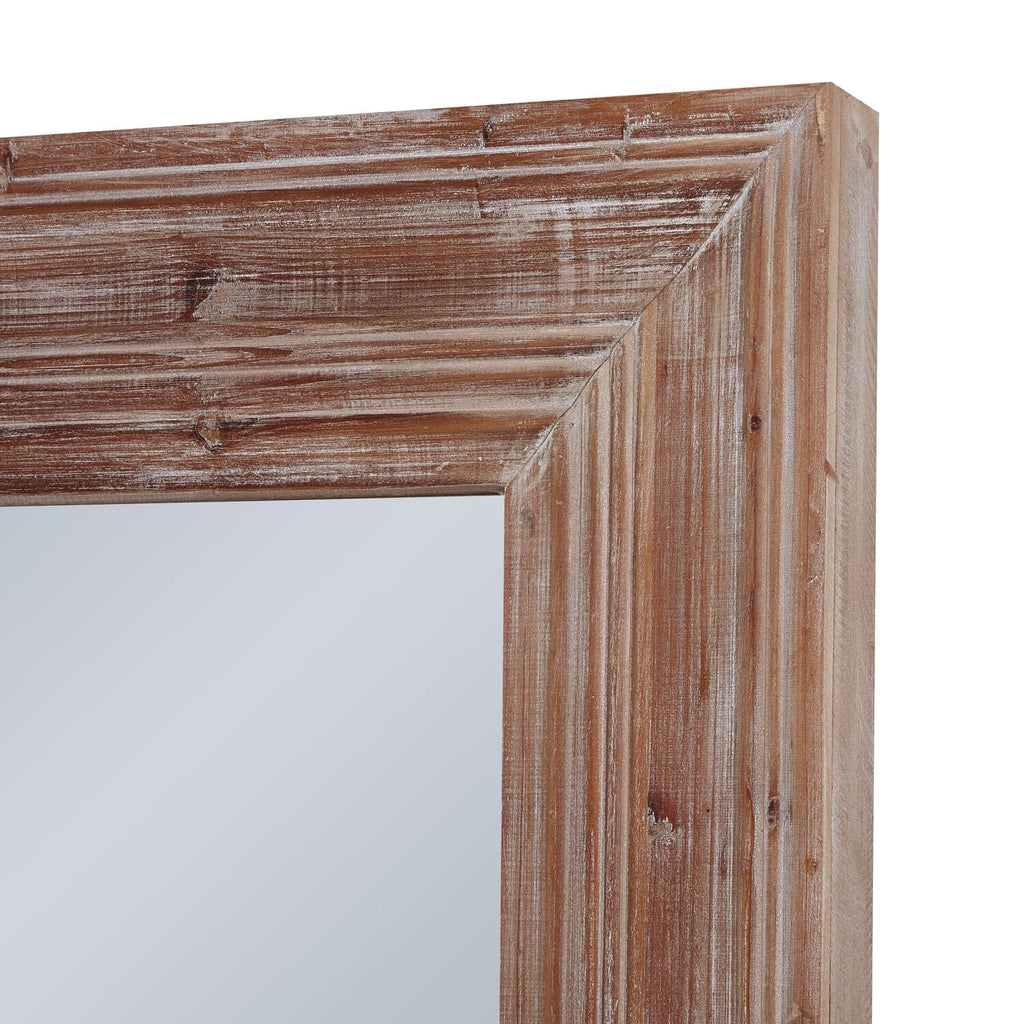 Large rustic wood mirror with weathered frame in warm brown tones, 200cm tall, perfect for modern or traditional interiors. by RoomLondon at brixbailey.com