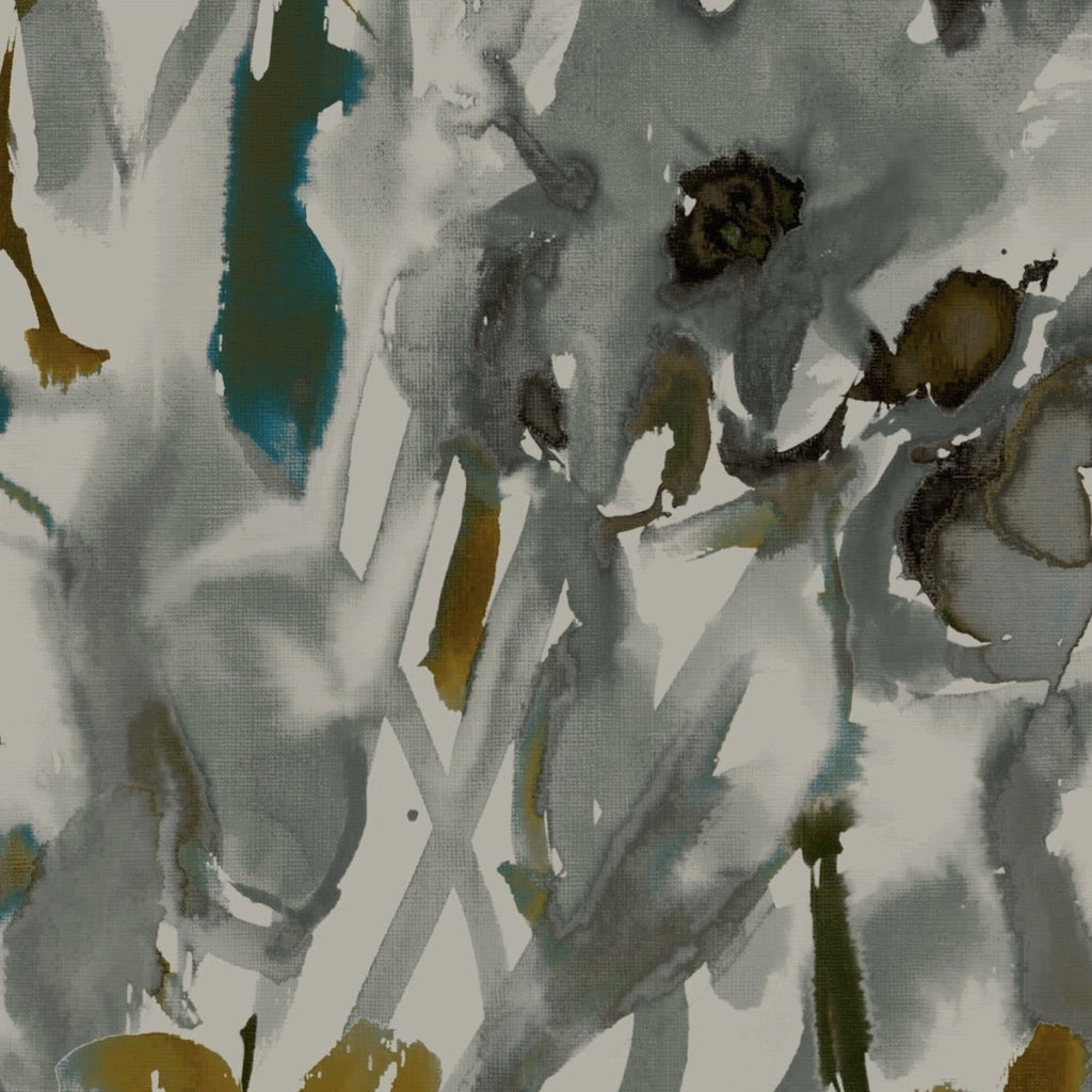 Watercolour Floral Wallpaper - Grey + Ochre