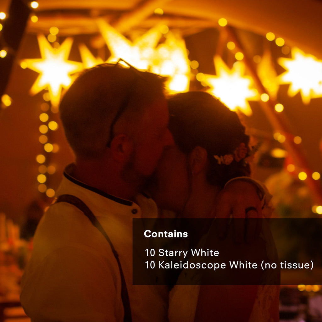 White Wedding Star Lanterns 20 Pack