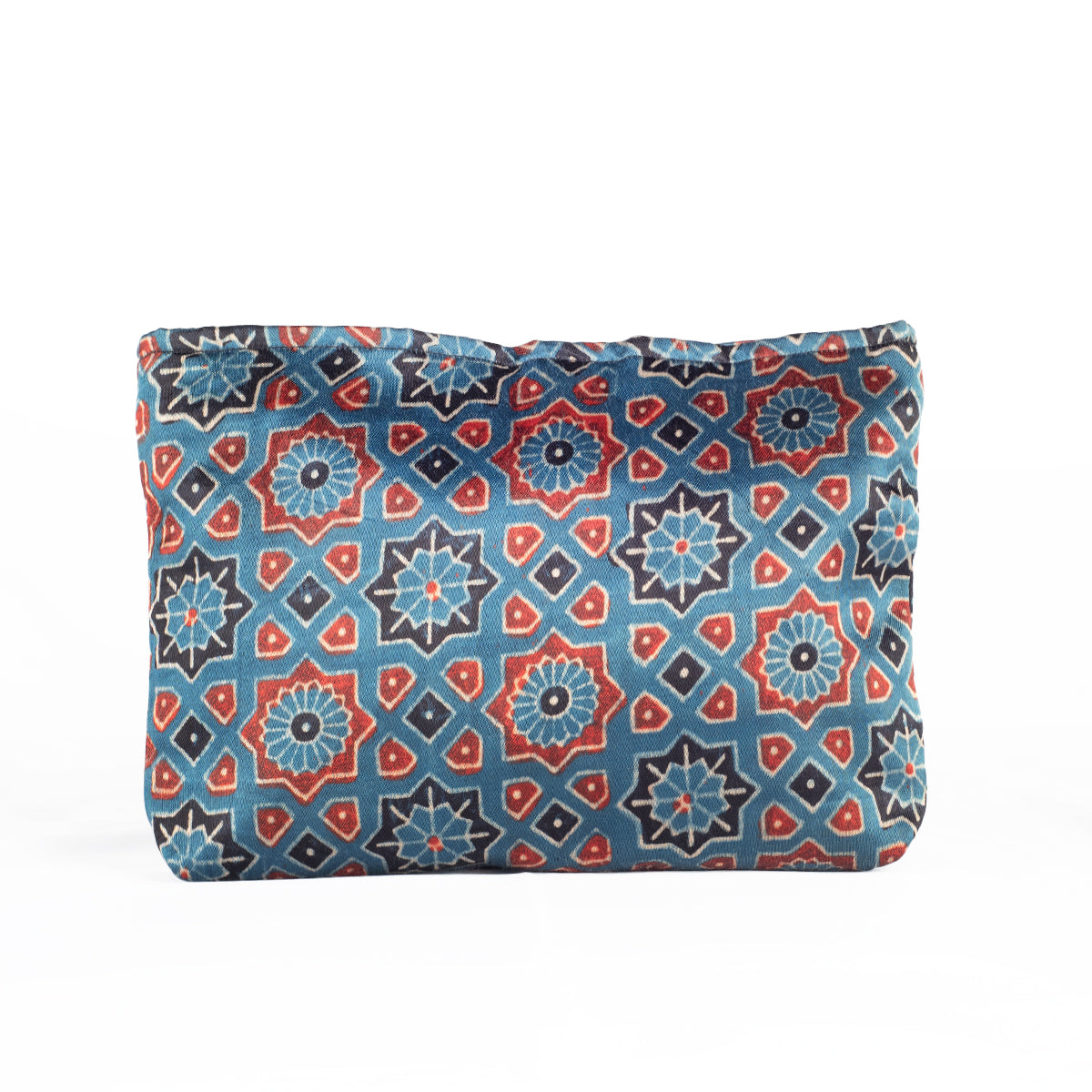 Hand Block Print Silk Travel Case Set of 3 Blue Red Black