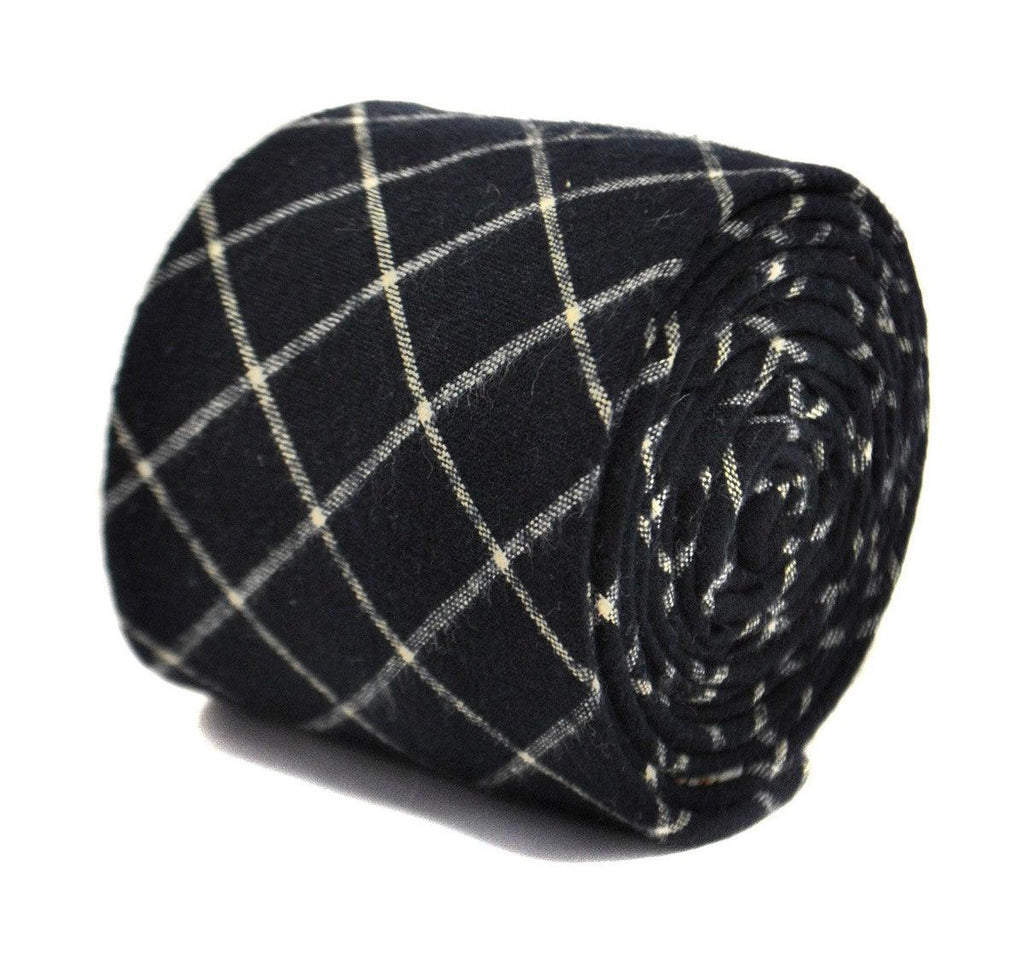 Navy and White Check Wool Tie
