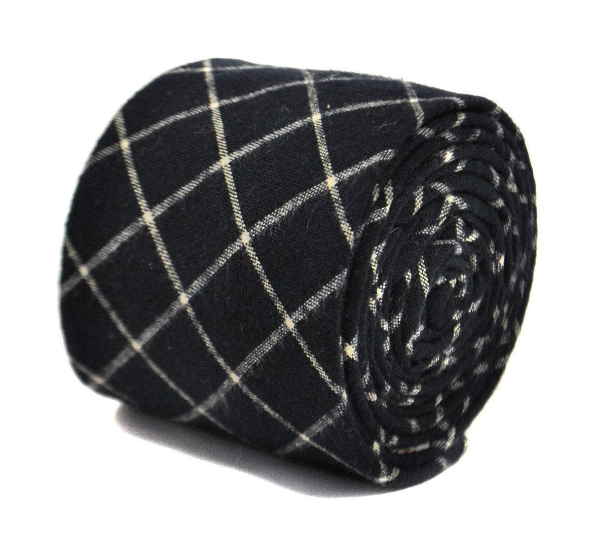 Navy and White Check Wool Tie