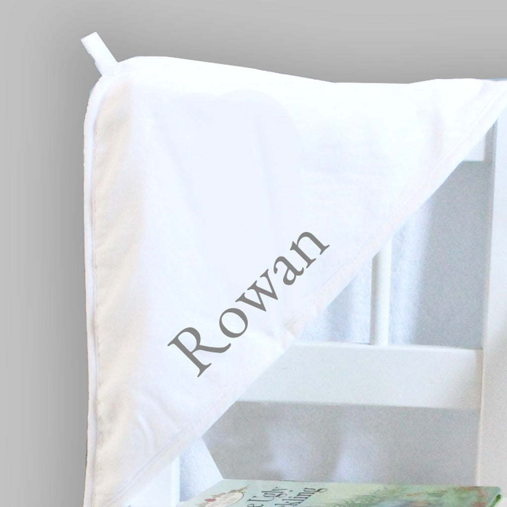 White Hooded Baby Towel with Personalisation