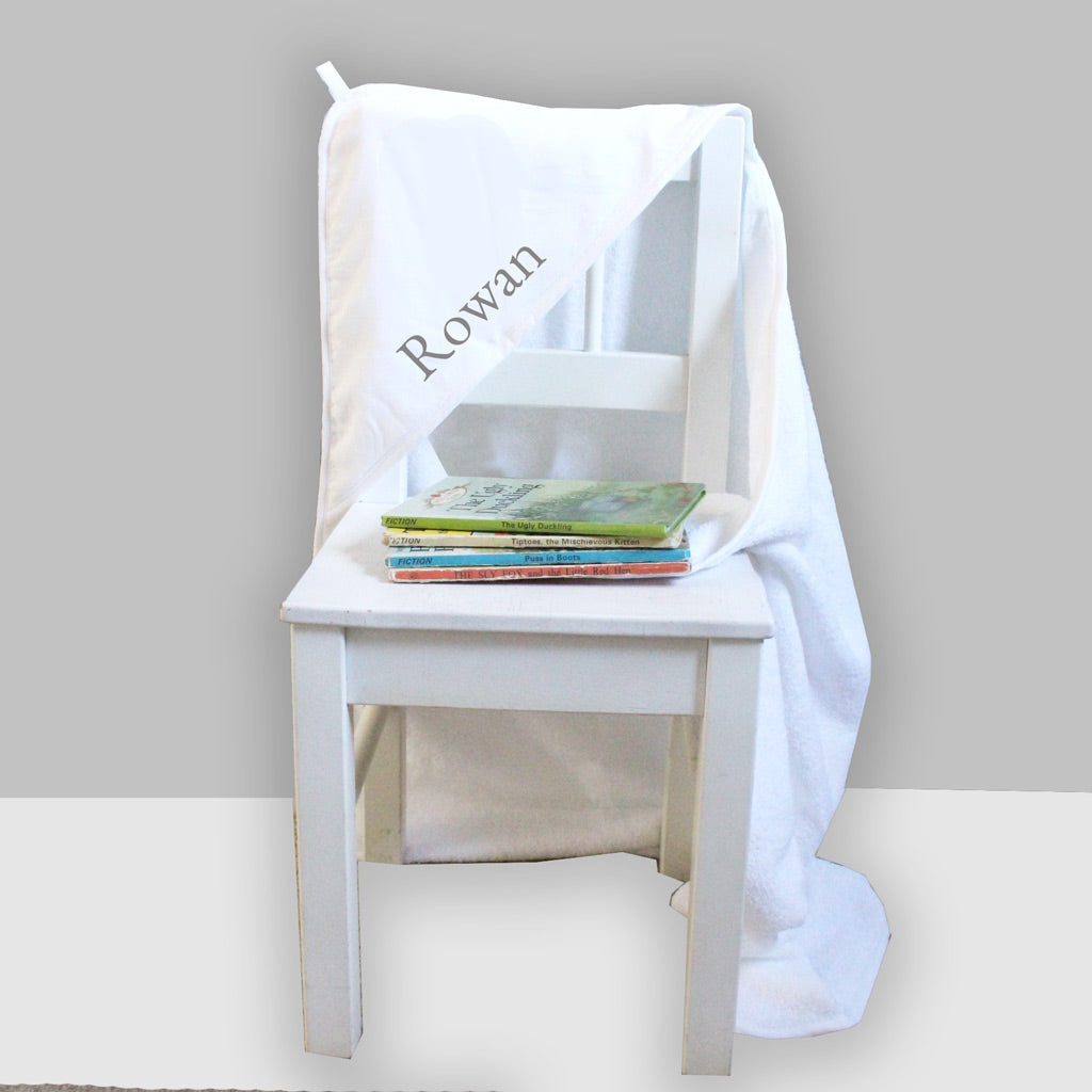 White Hooded Baby Towel with Personalisation
