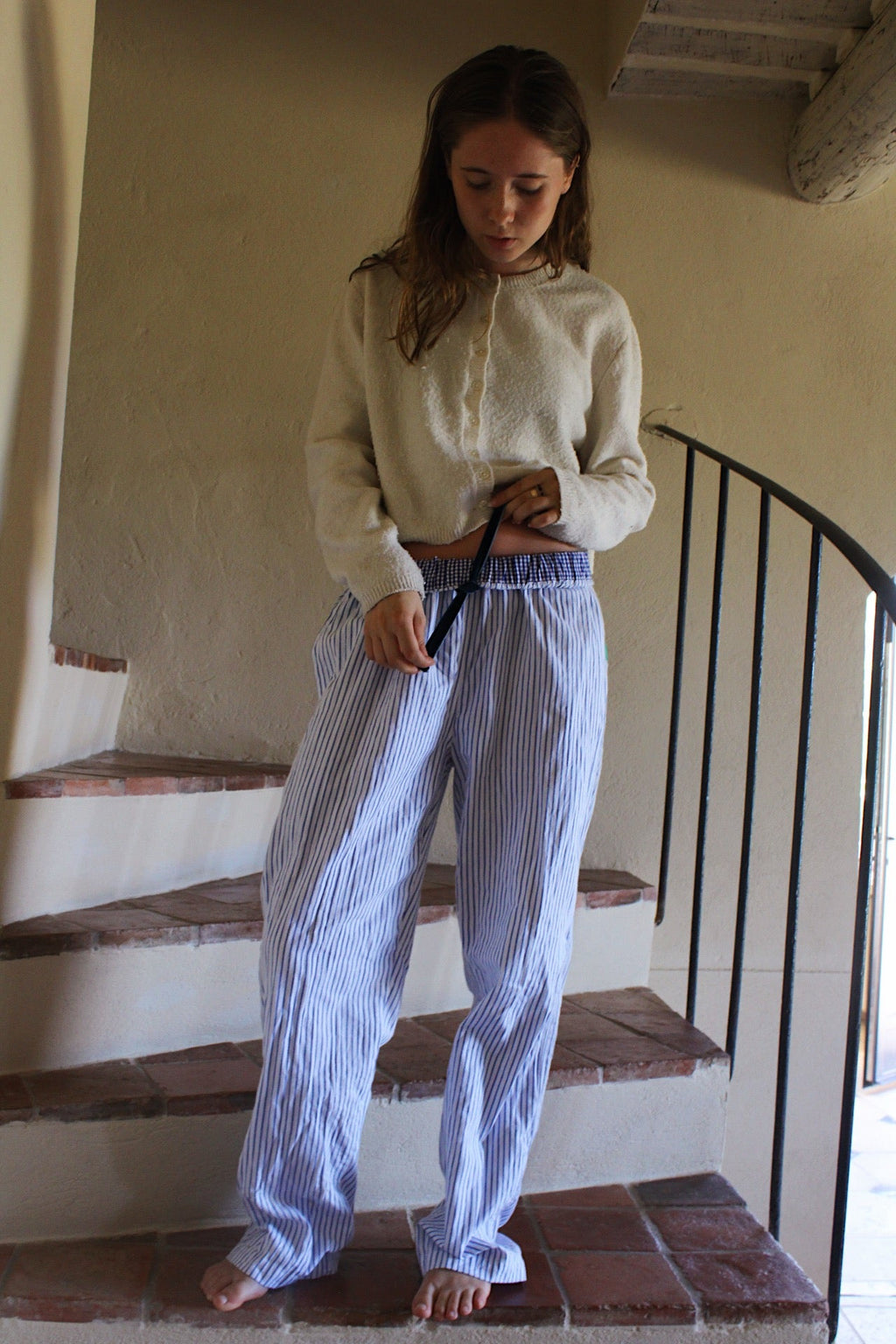 Women Monk Seal Loungers Blue Striped