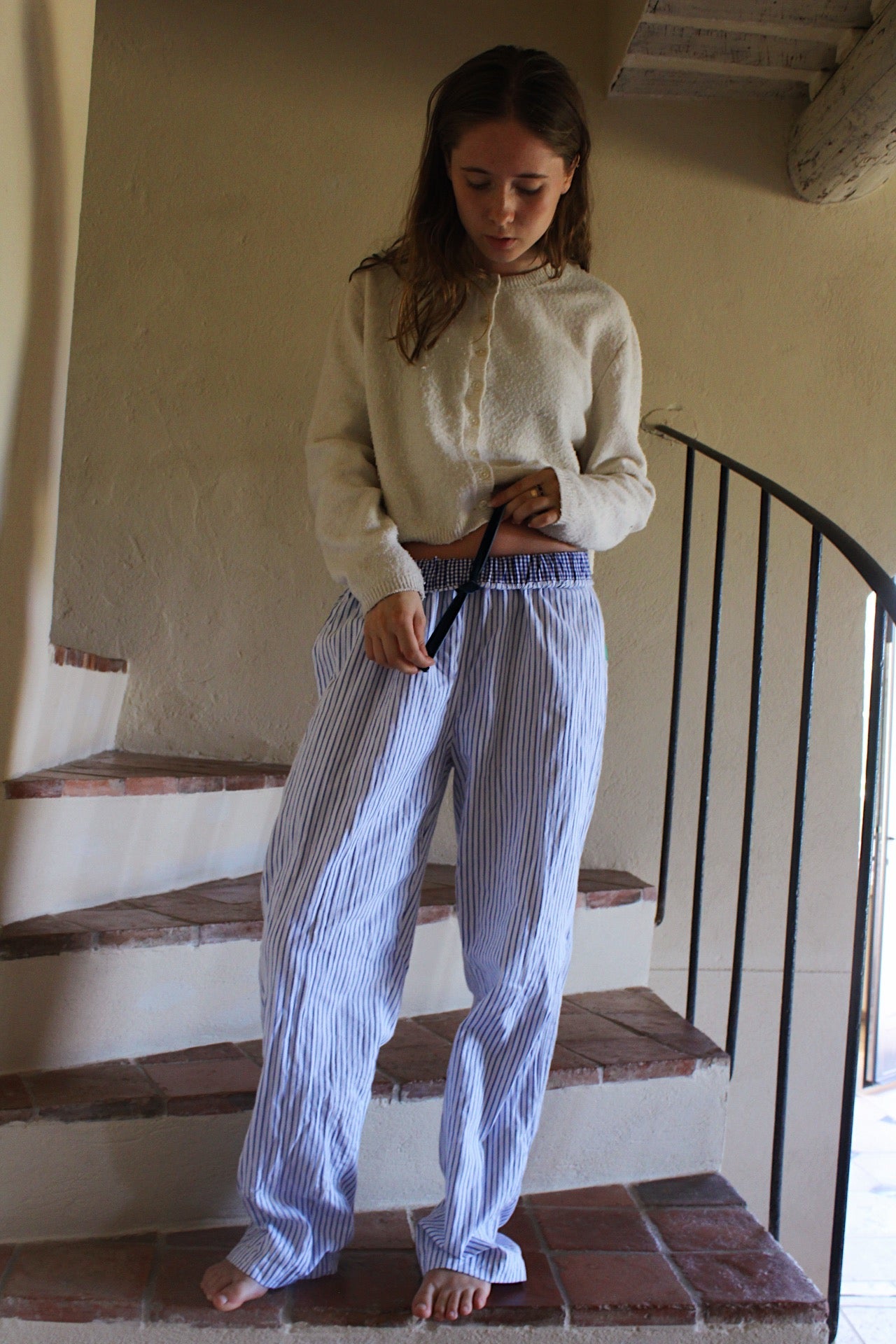 Women Monk Seal Loungers Blue Striped