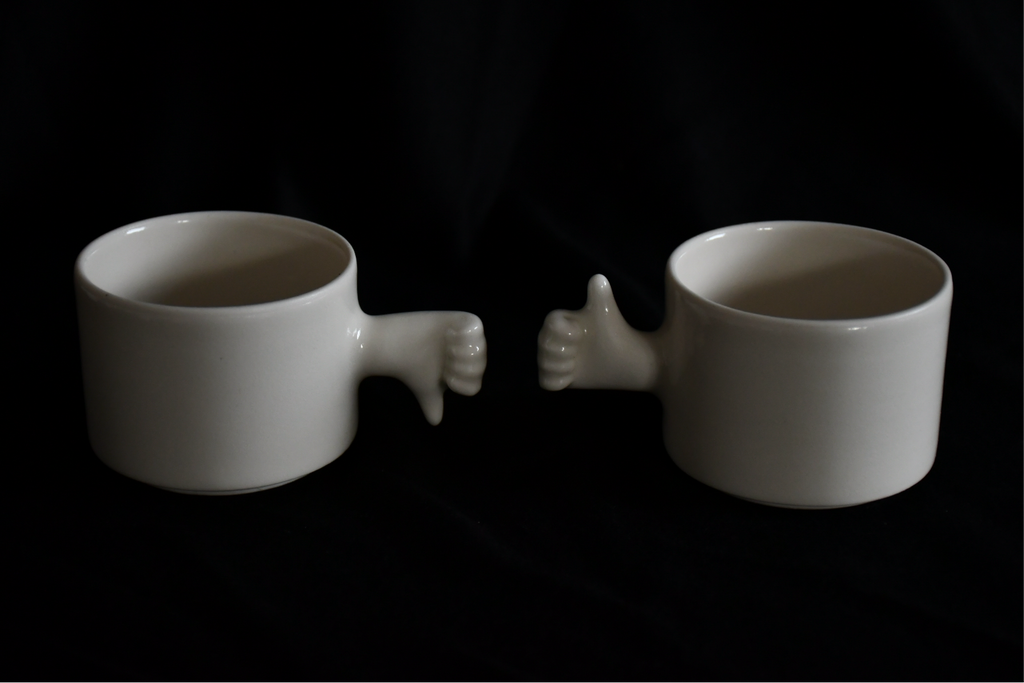Thumb Up and Down Porcelain Gesture Cups