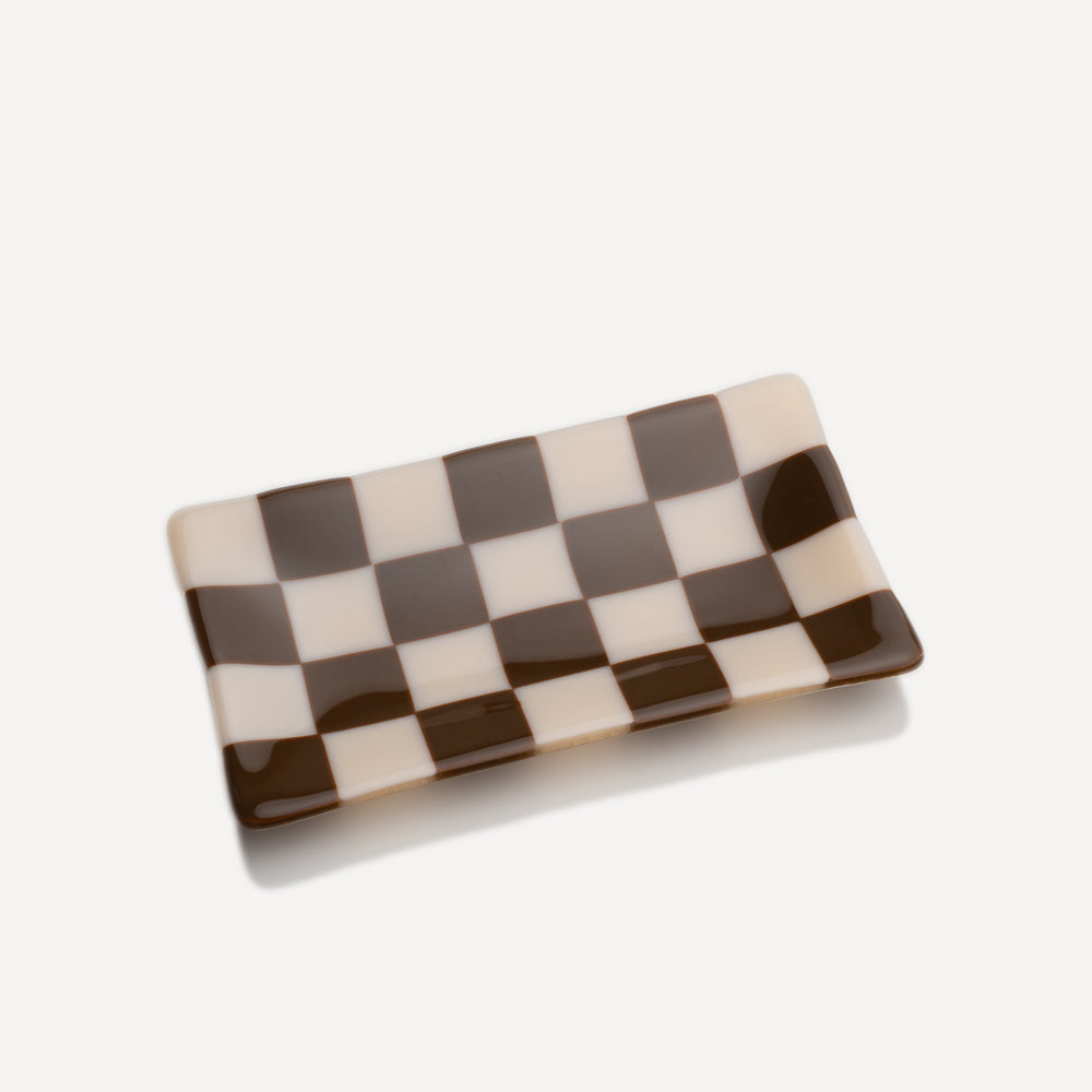 Chequered Dual Coloured Glass Tray 21 x 12cm