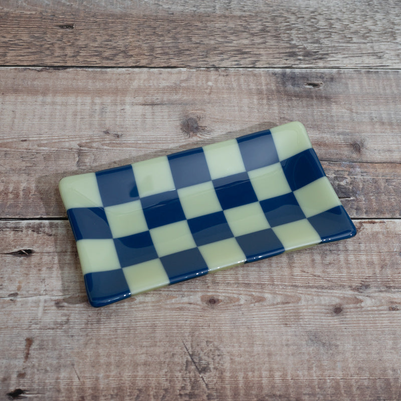 Chequered Dual Coloured Glass Tray 21 x 12cm
