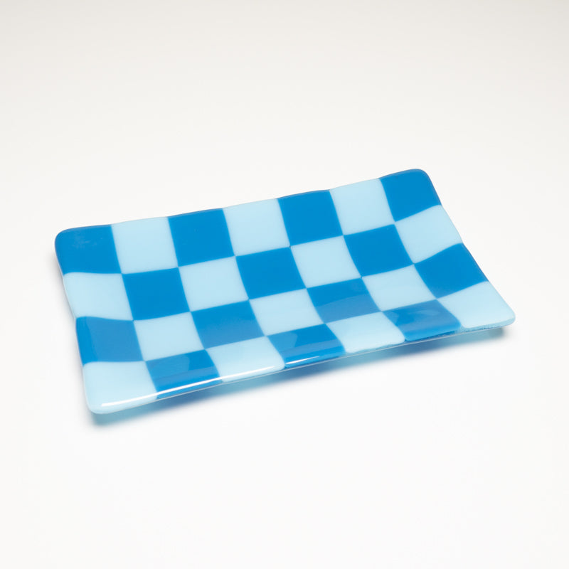 Chequered Dual Coloured Glass Tray 21 x 12cm