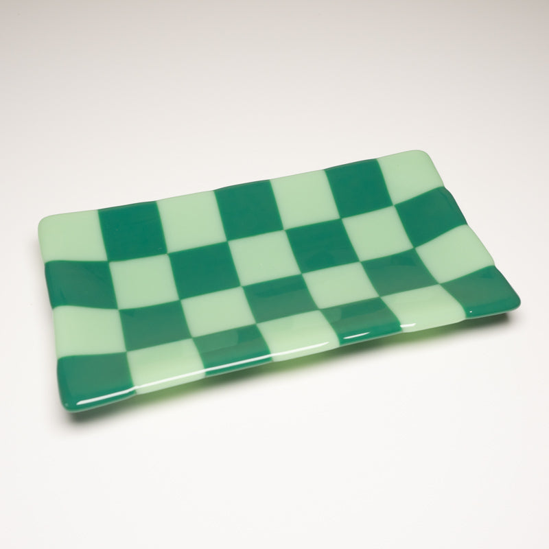 Chequered Dual Coloured Glass Tray 21 x 12cm