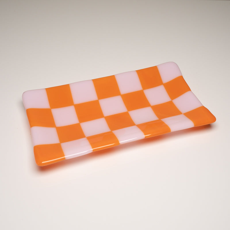 Chequered Dual Coloured Glass Tray 21 x 12cm